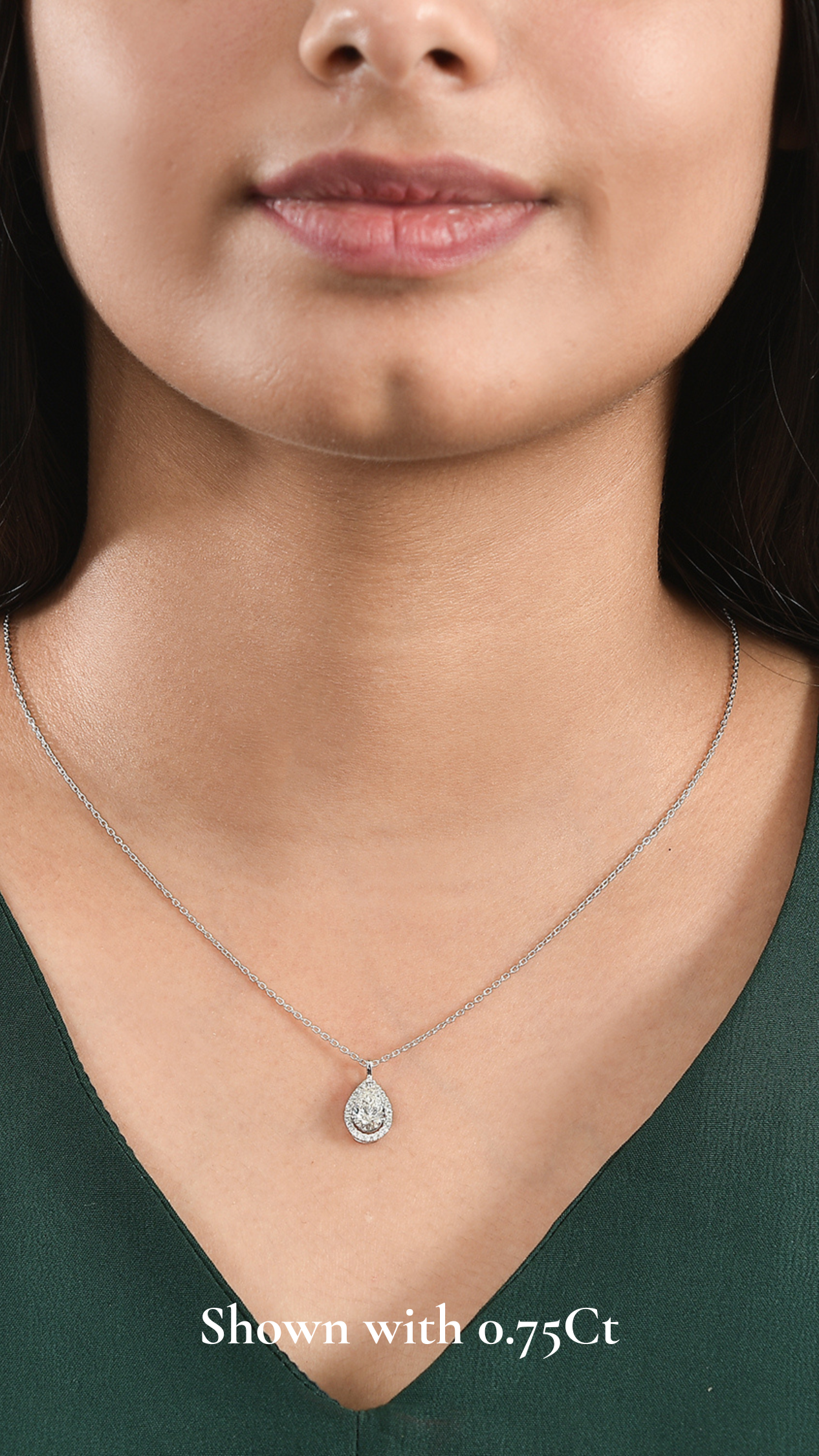 Coralina Halo Pear Solitaire Pendant