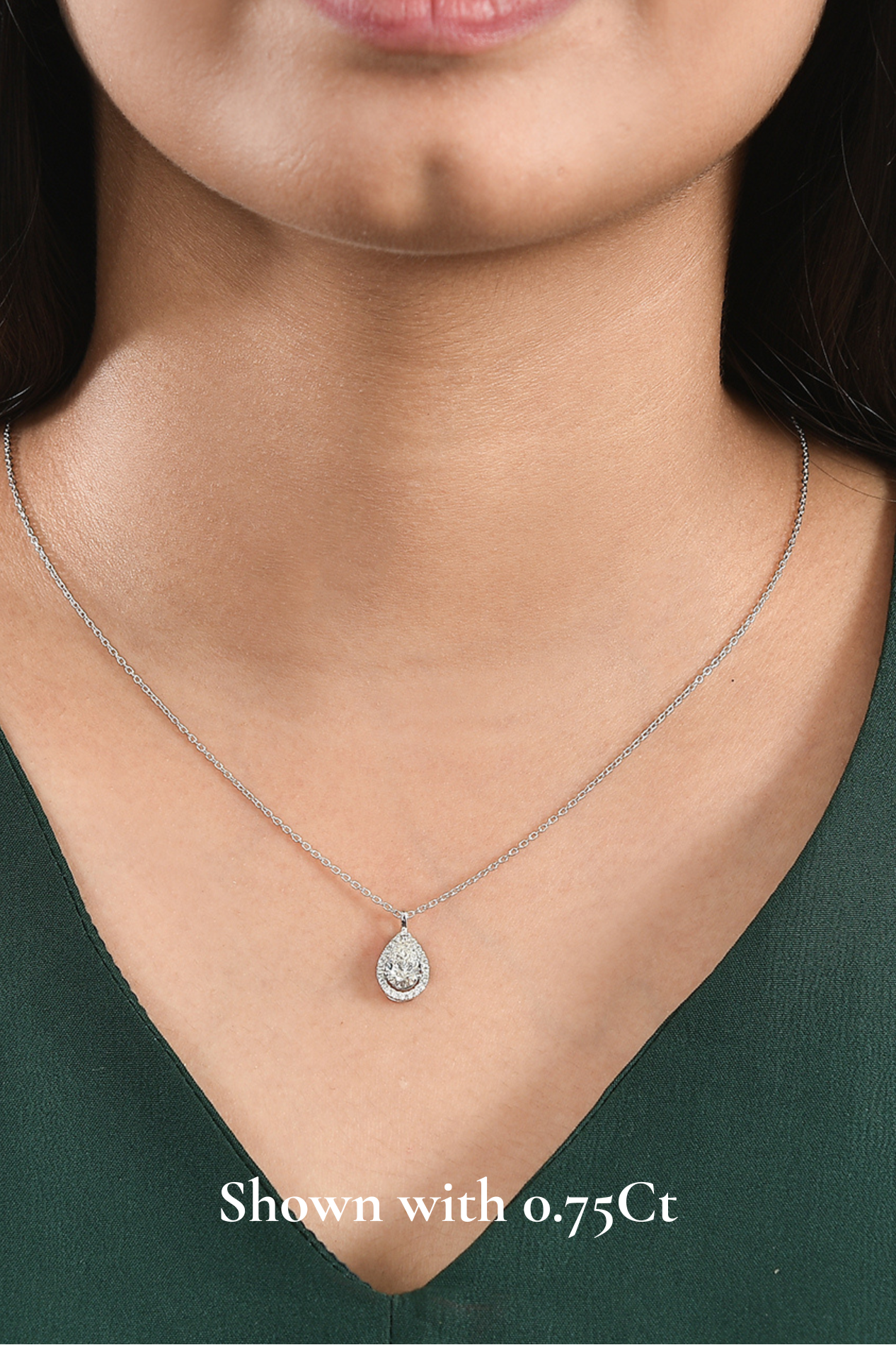 Coralina Halo Pear Solitaire Pendant