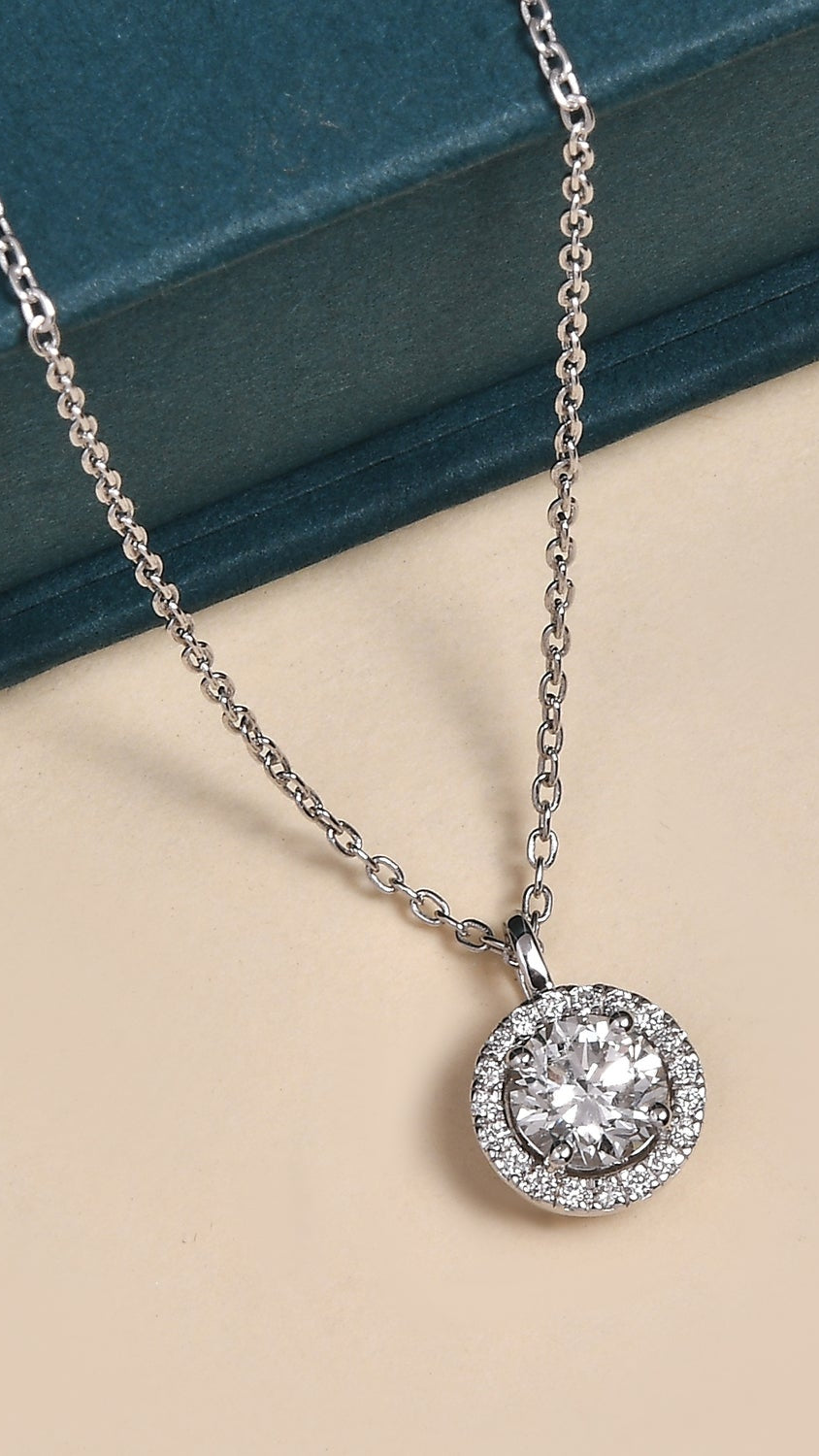 Coralina Halo Round Solitaire Pendant