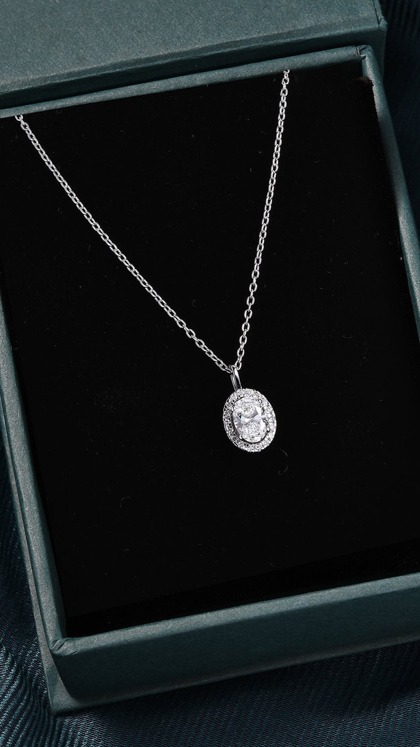 Coralina Halo Oval Solitaire Pendant