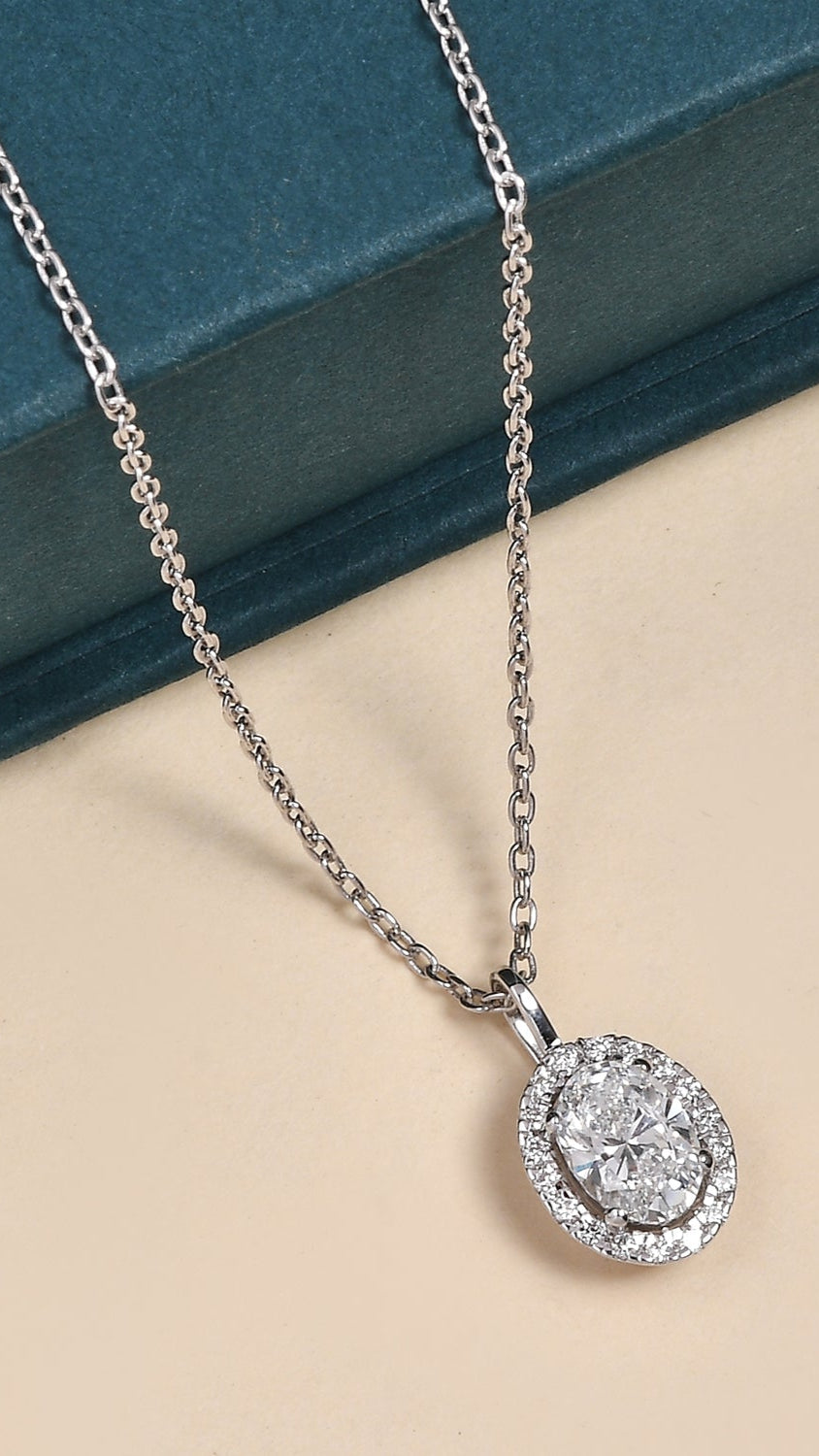 Coralina Halo Oval Solitaire Pendant