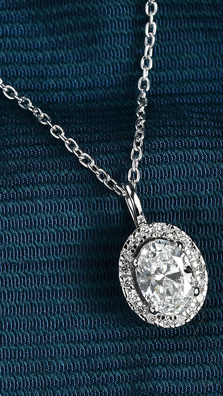 Coralina Halo Oval Solitaire Pendant