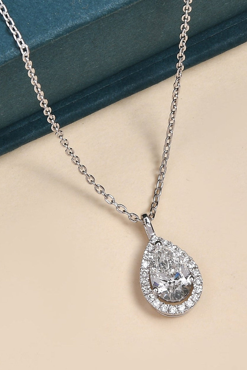 Coralina Halo Pear Solitaire Pendant