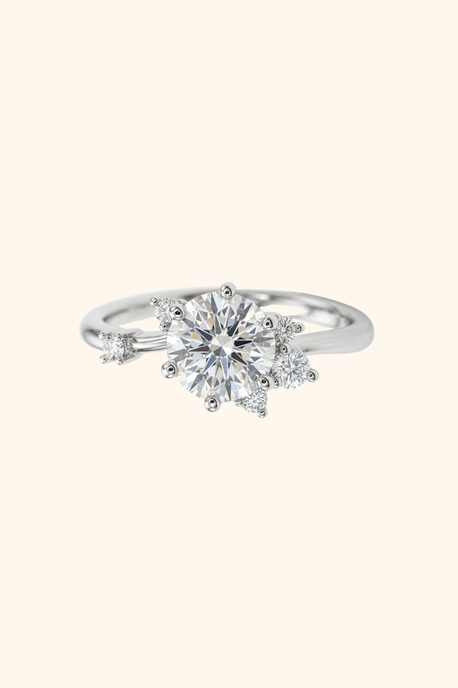 Solene Ring with Round Brilliant Solitaire in Ring Size 6