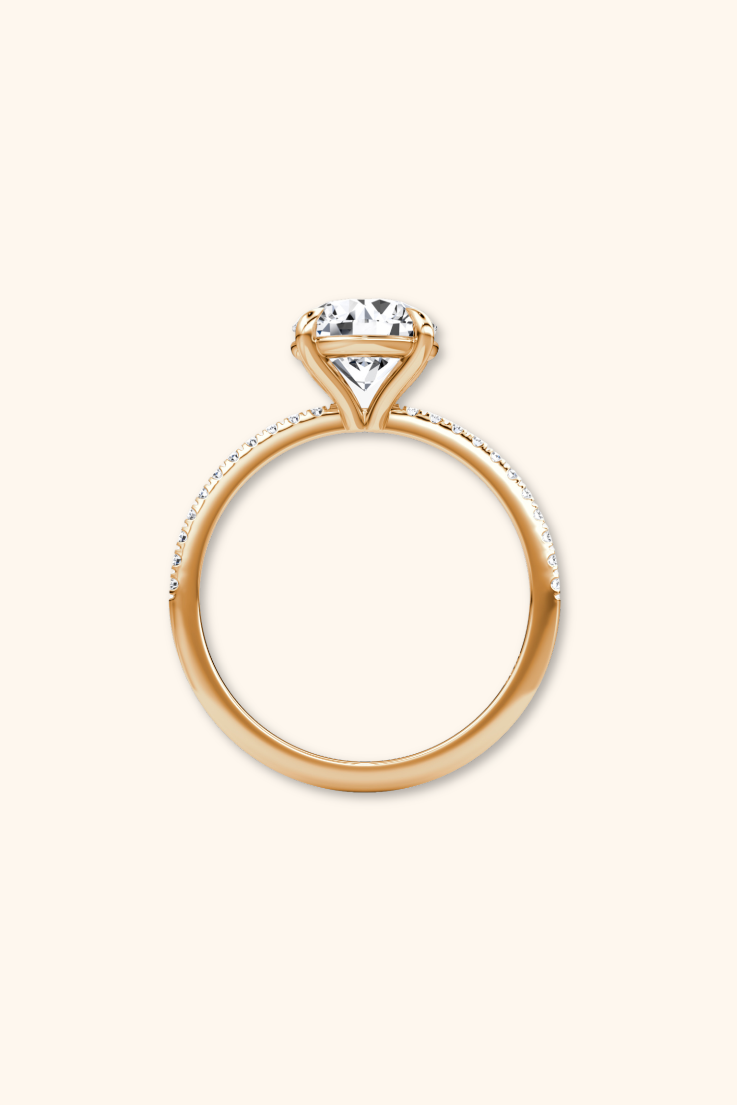 2 Carat 4 Prong Timeless Grace Pavé Ring with Round Solitaire
