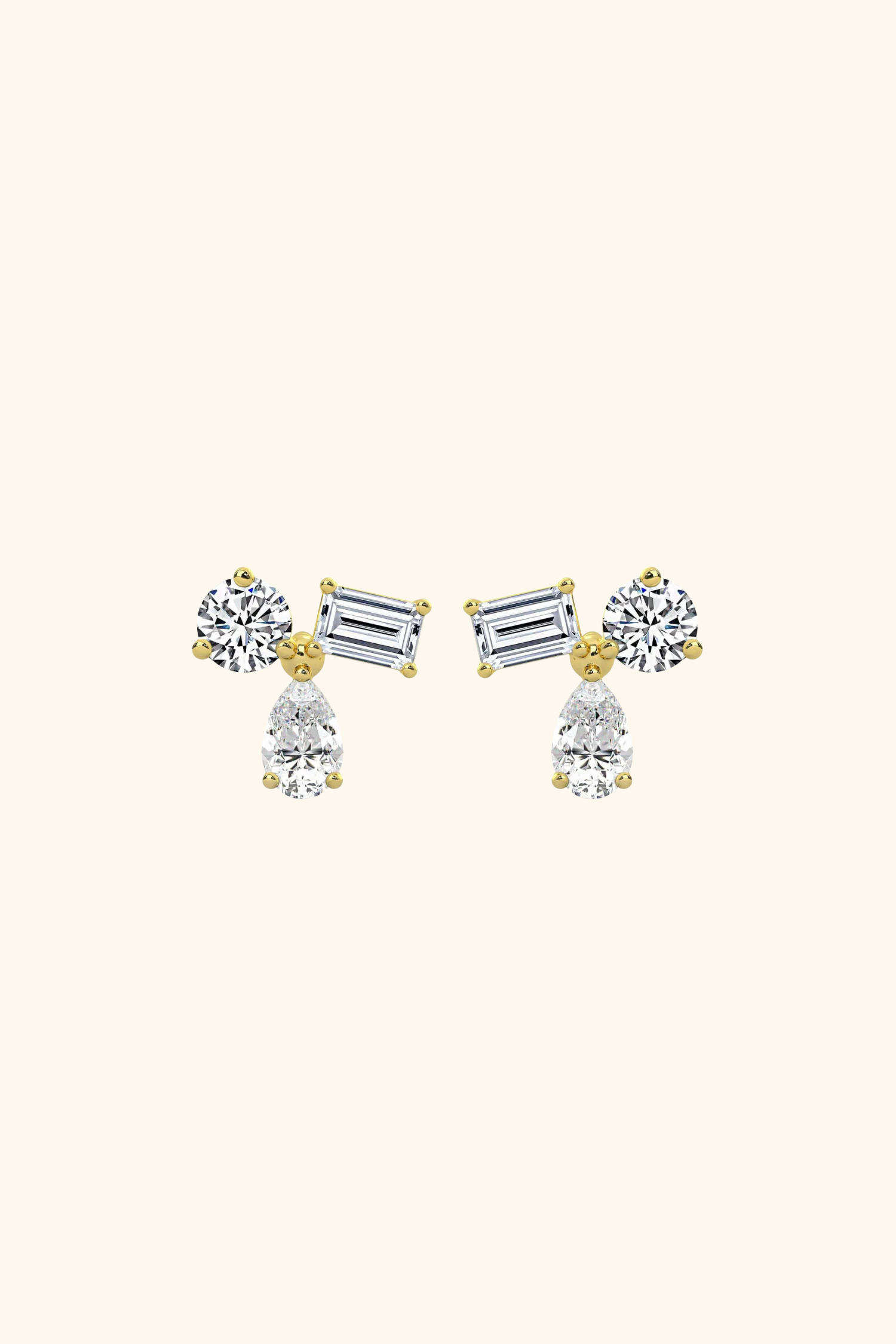 18K Gold Plated Tora Mixed Diamond Earrings