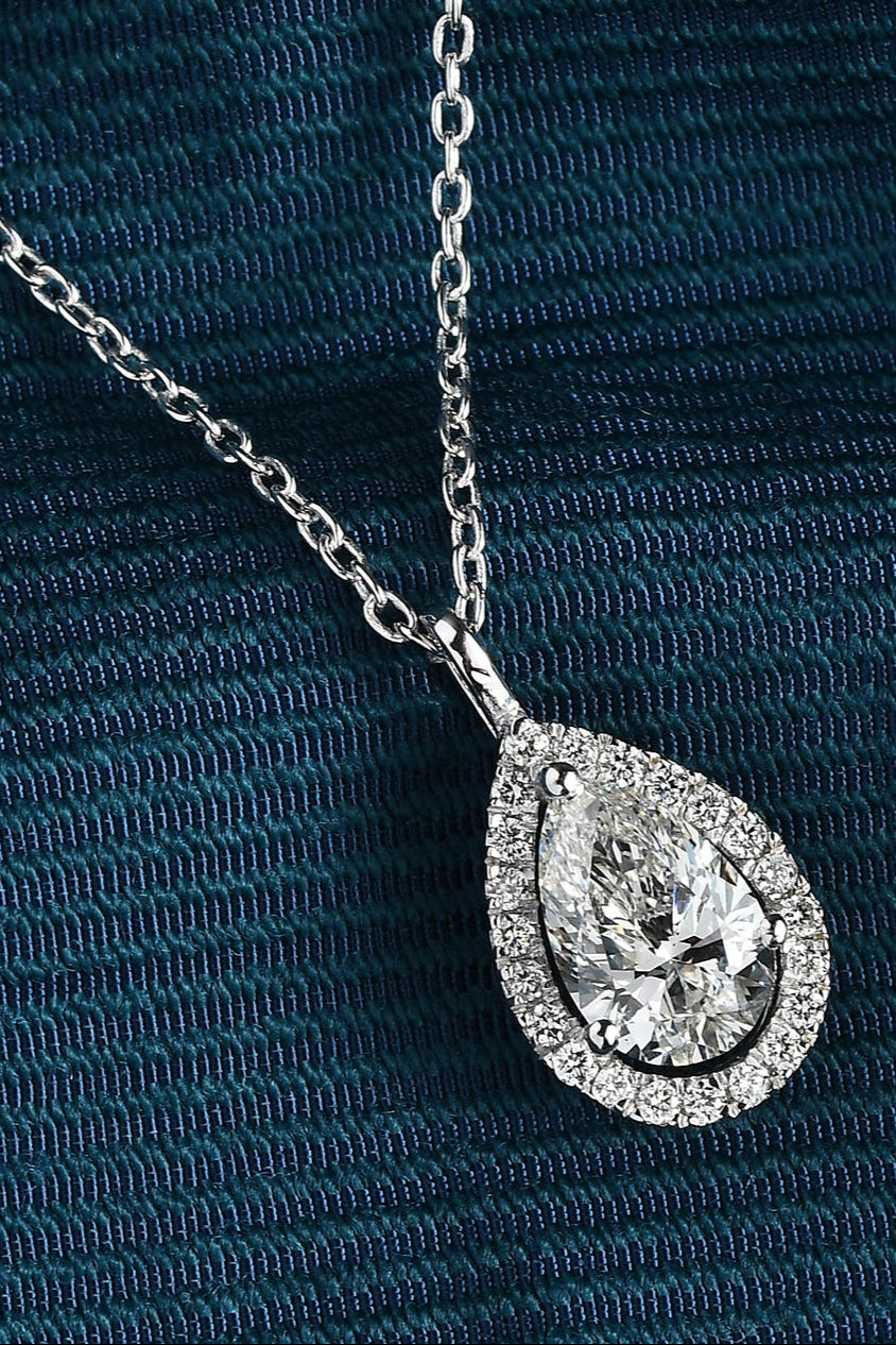 Coralina Halo Pear Solitaire Pendant