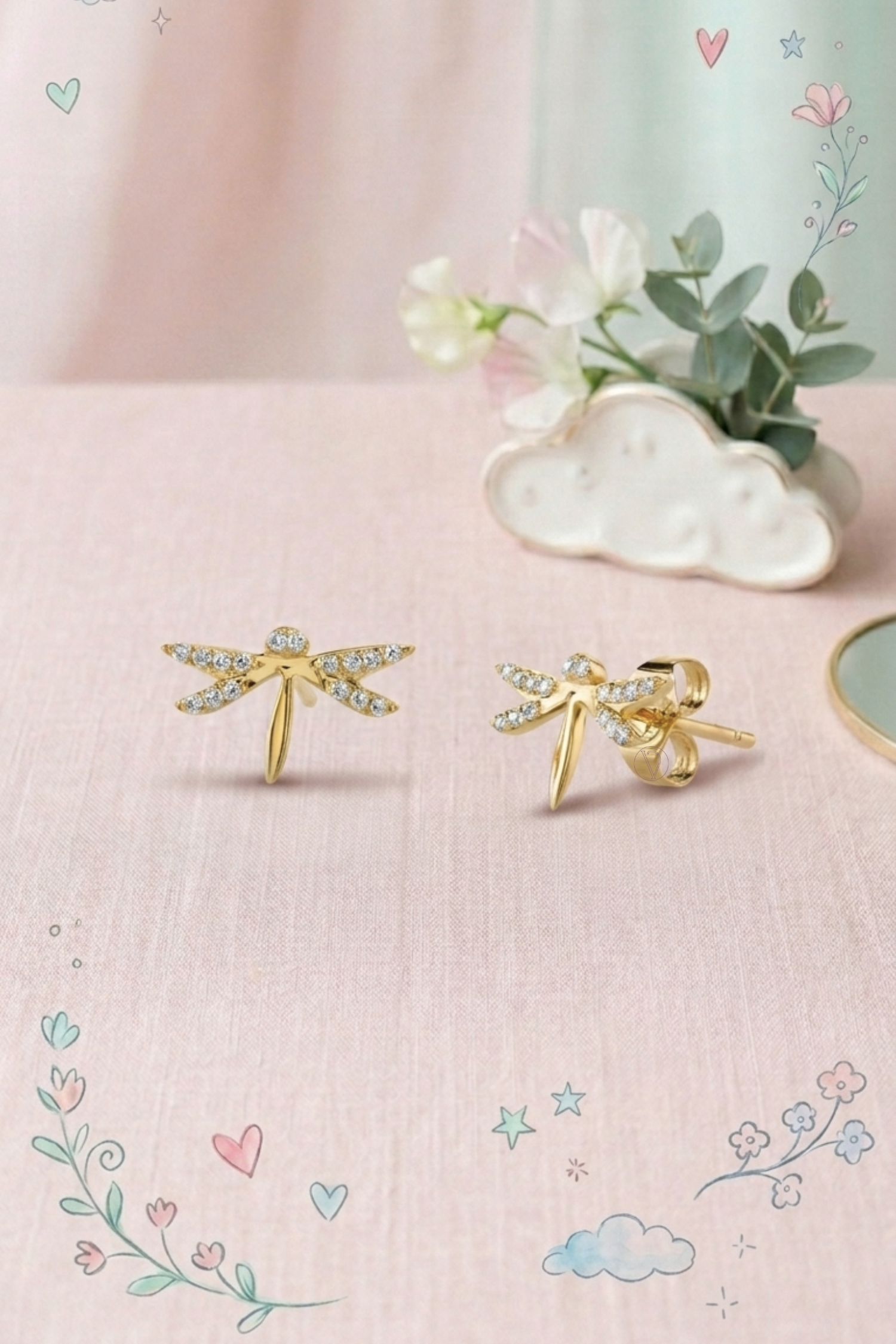 Kids Diamond Dragonfly Earrings