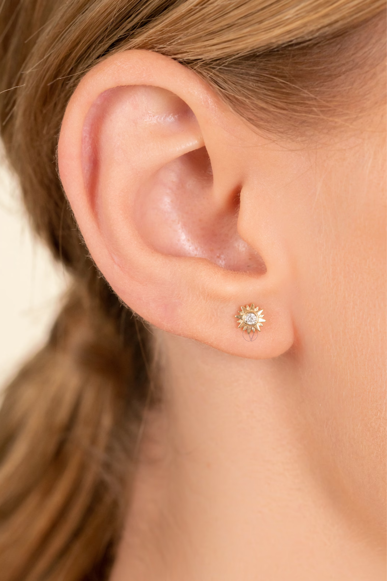 Kids Diamond Tiny Sunshine Earrings