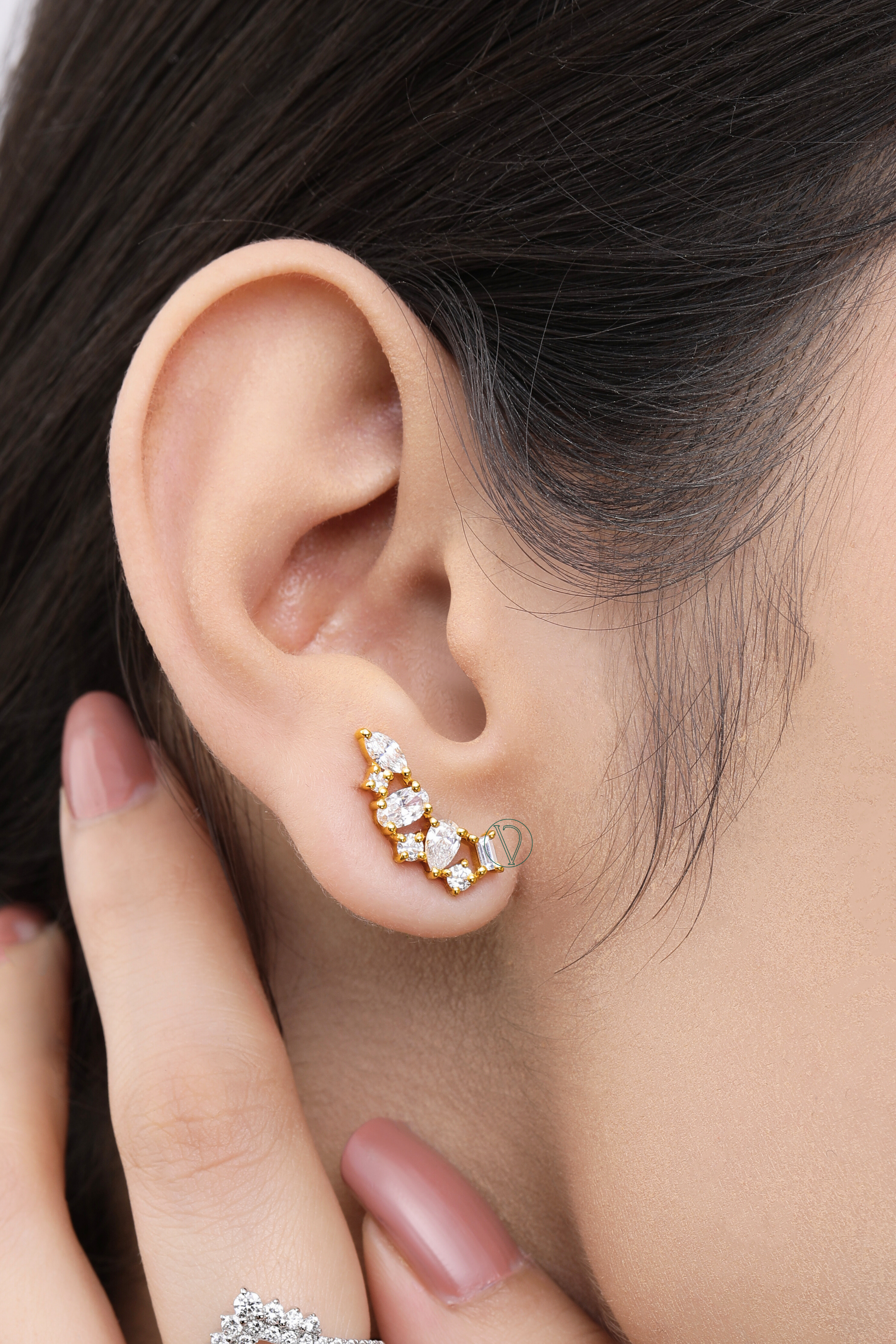 18K Gold Plated Anya Mixed Cut Earrings