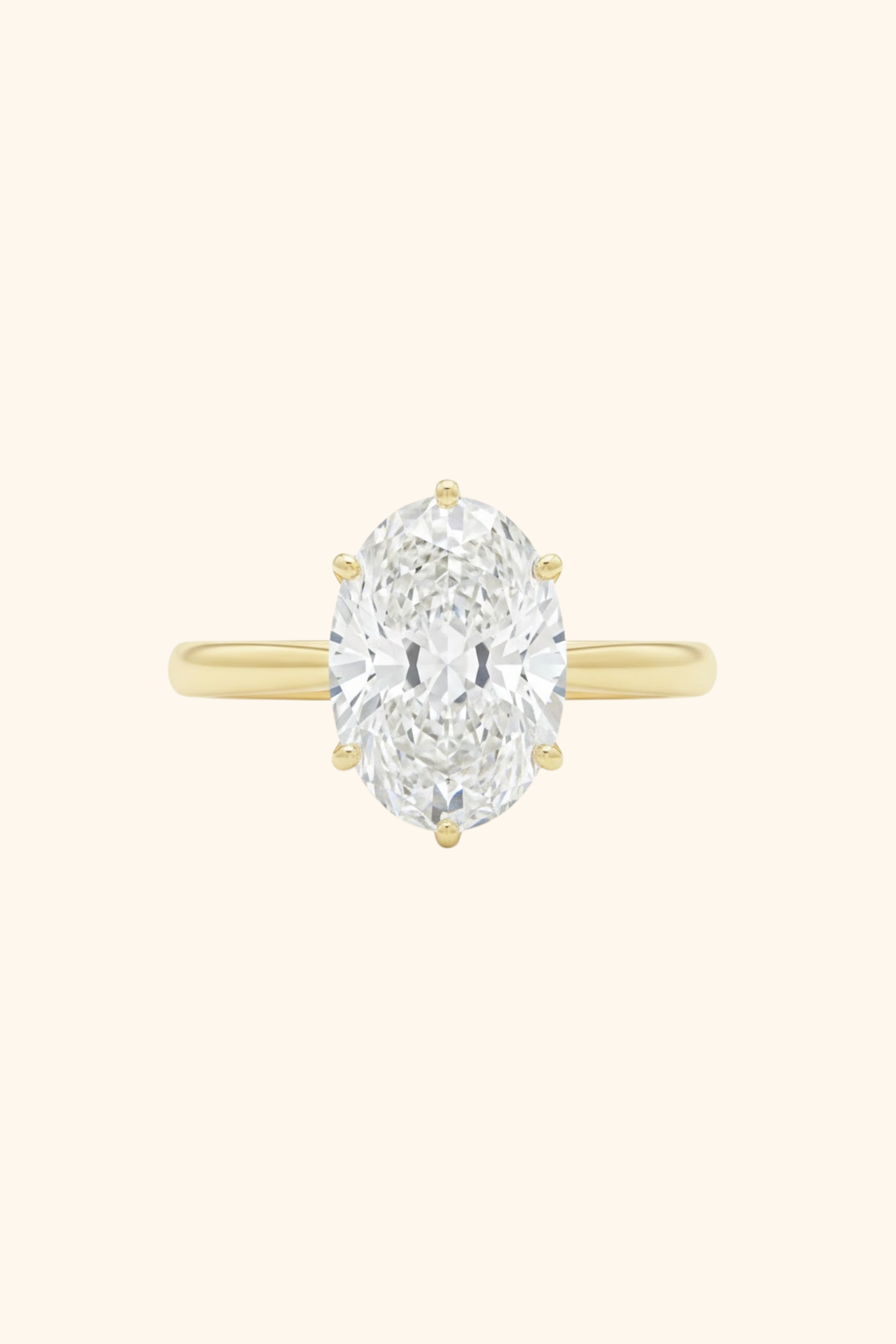 Oval Solitaire with Pave Bridge Tulip Ring