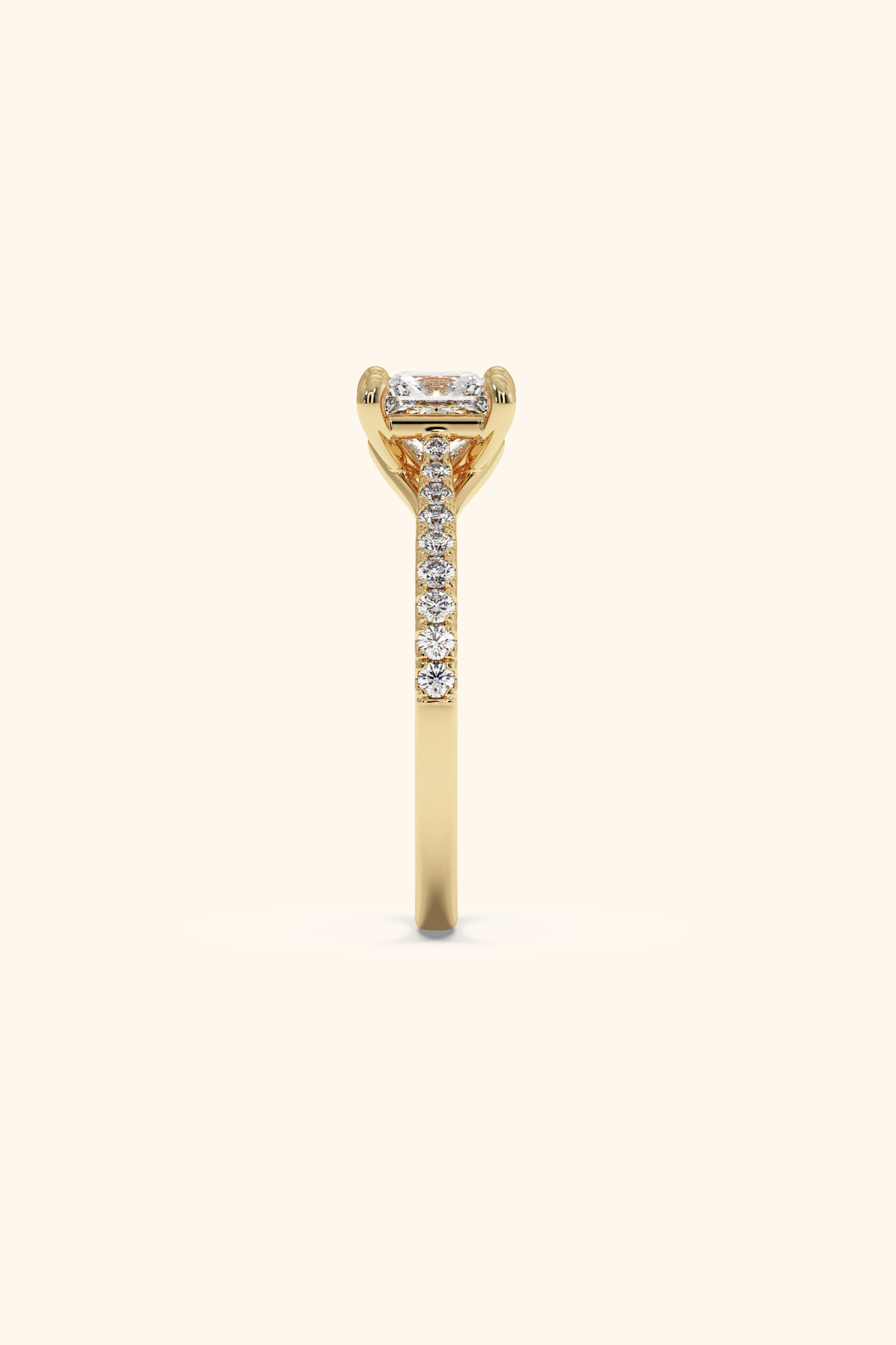 Valentina Pavé Ring with a Princess Solitaire