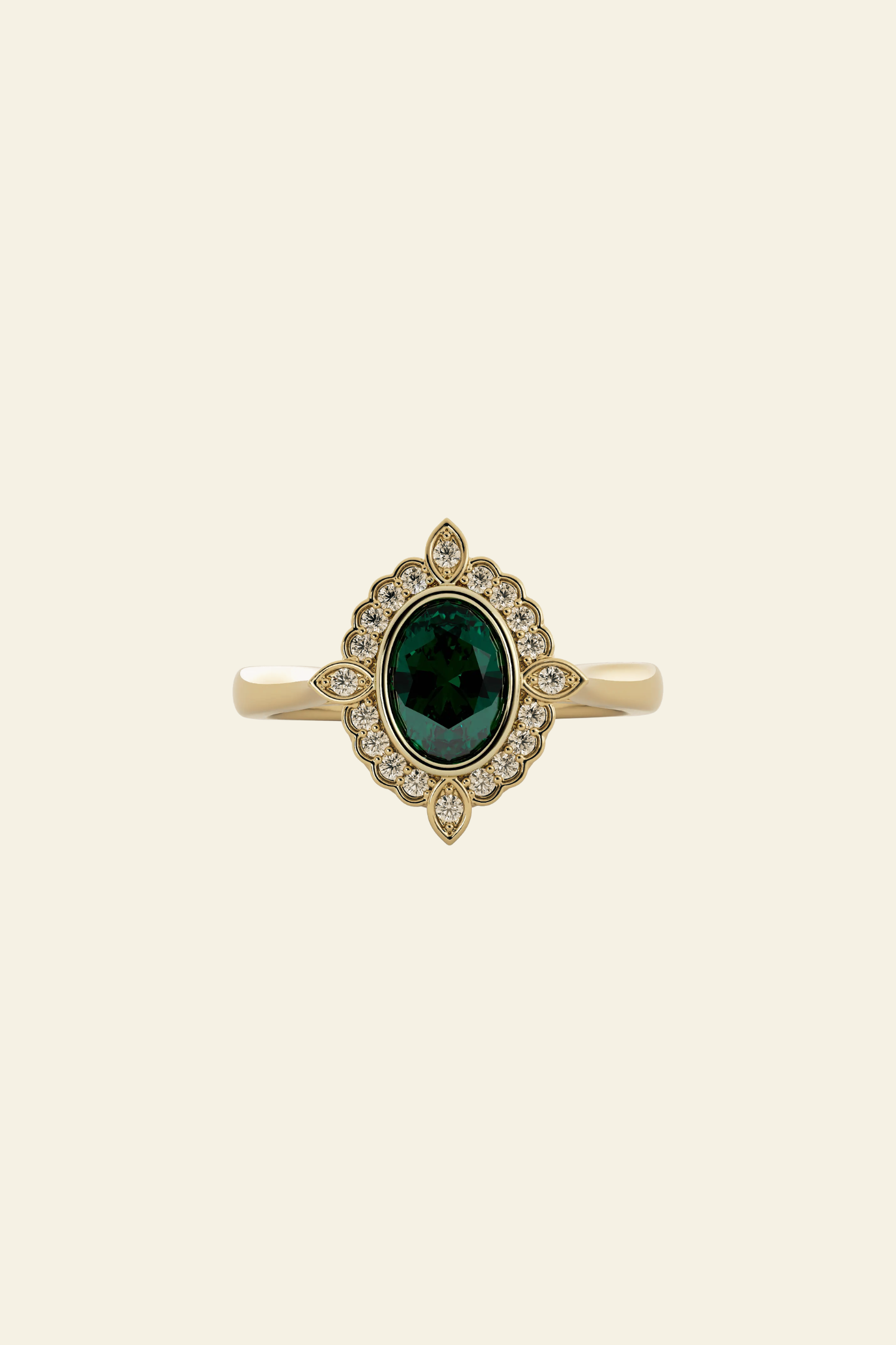 Theodora Emerald Halo Ring