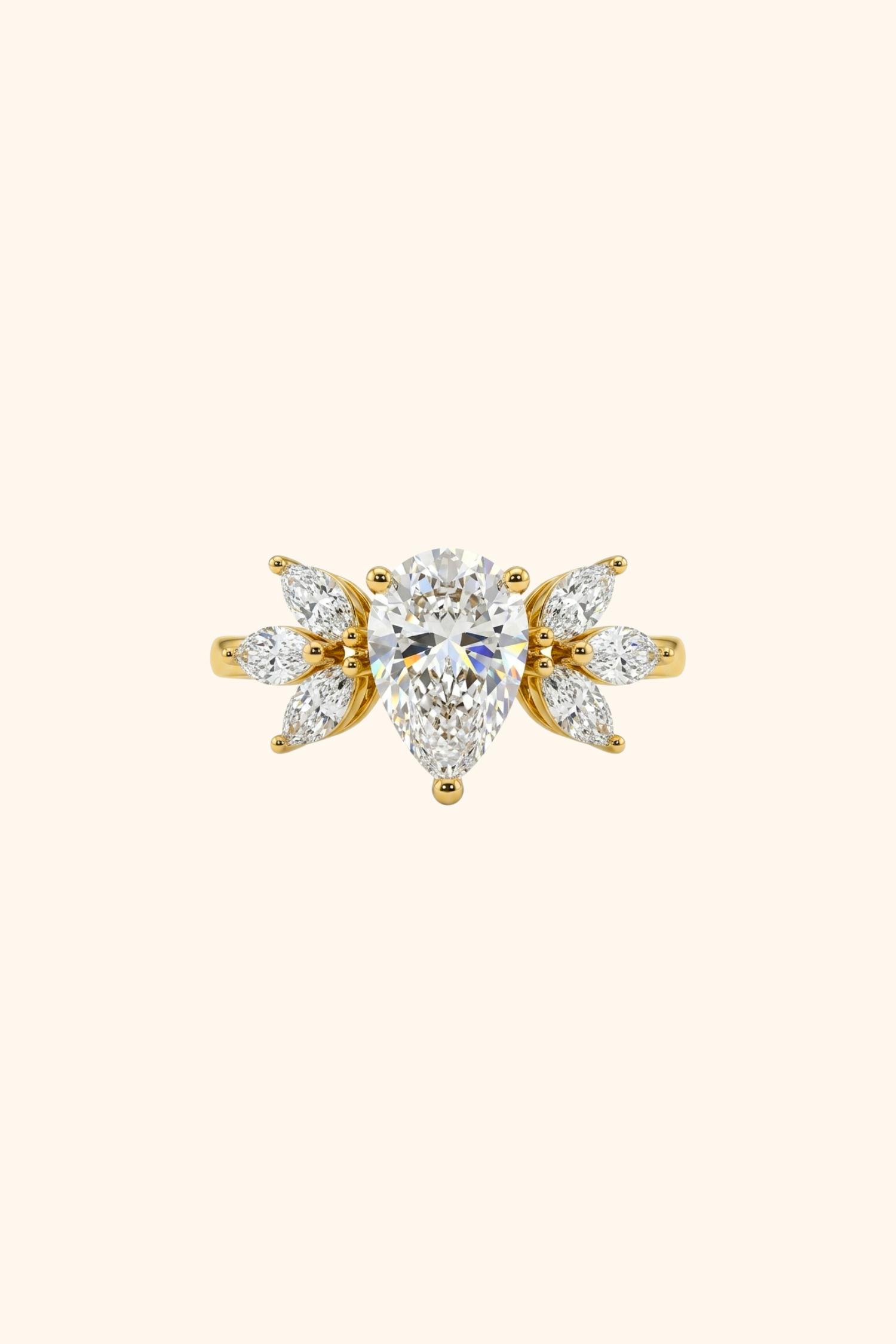 0.57Ct Mariposa Floral Pear Solitaire Ring in Ring Size 8