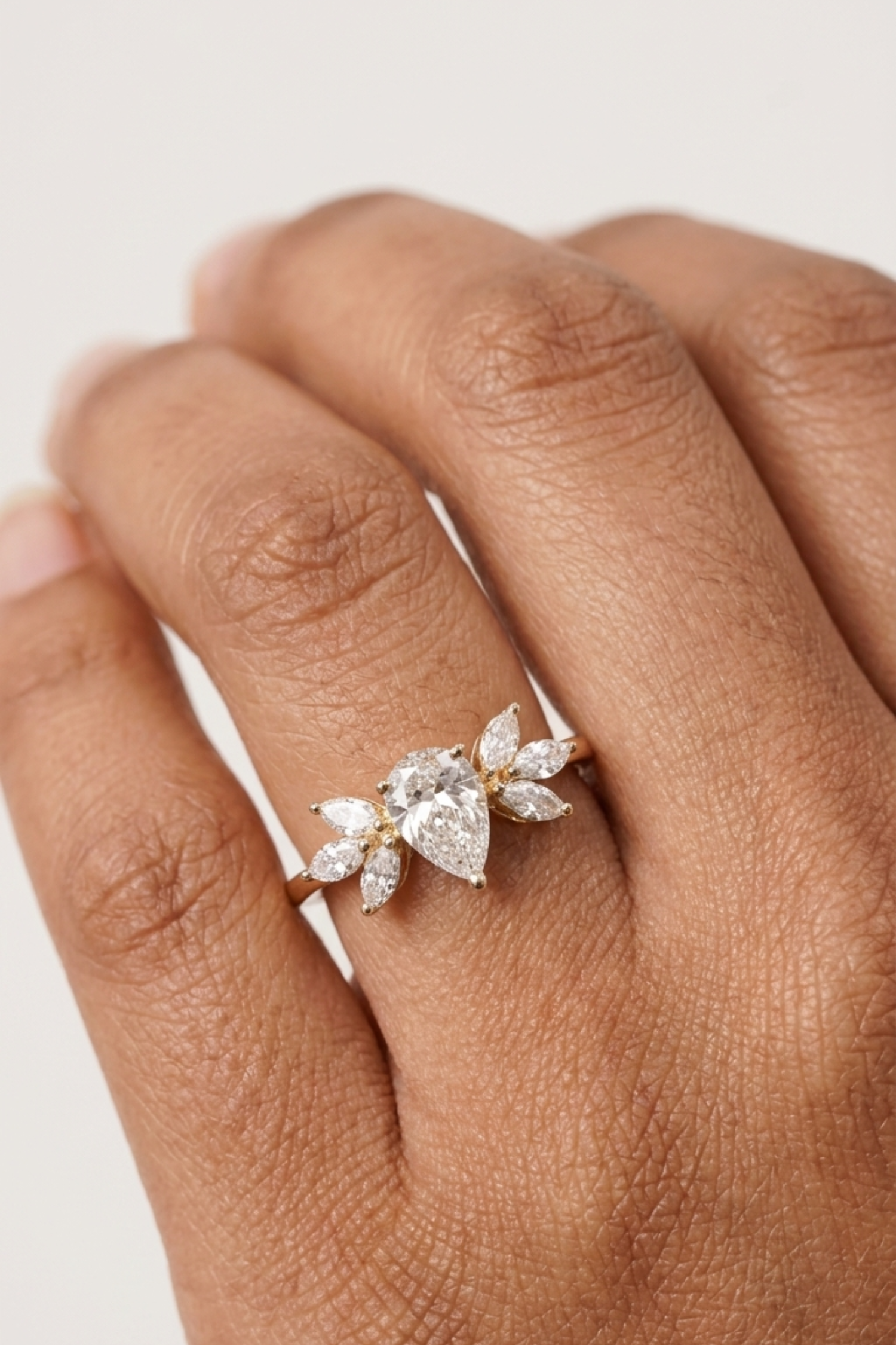 0.57Ct Mariposa Floral Pear Solitaire Ring in Ring Size 8