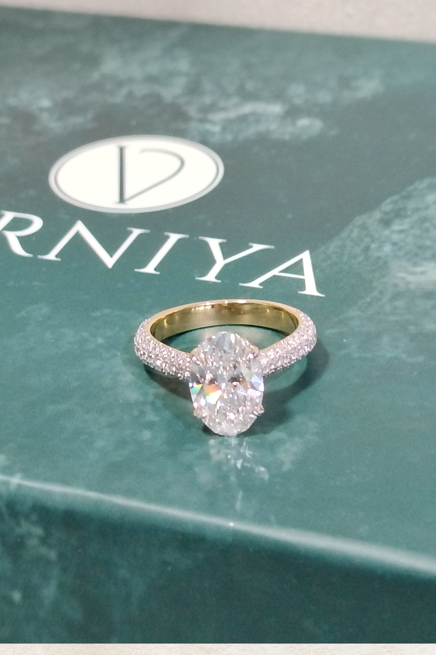 Christina 3 Carat Oval Solitaire Triple Pavé Ring