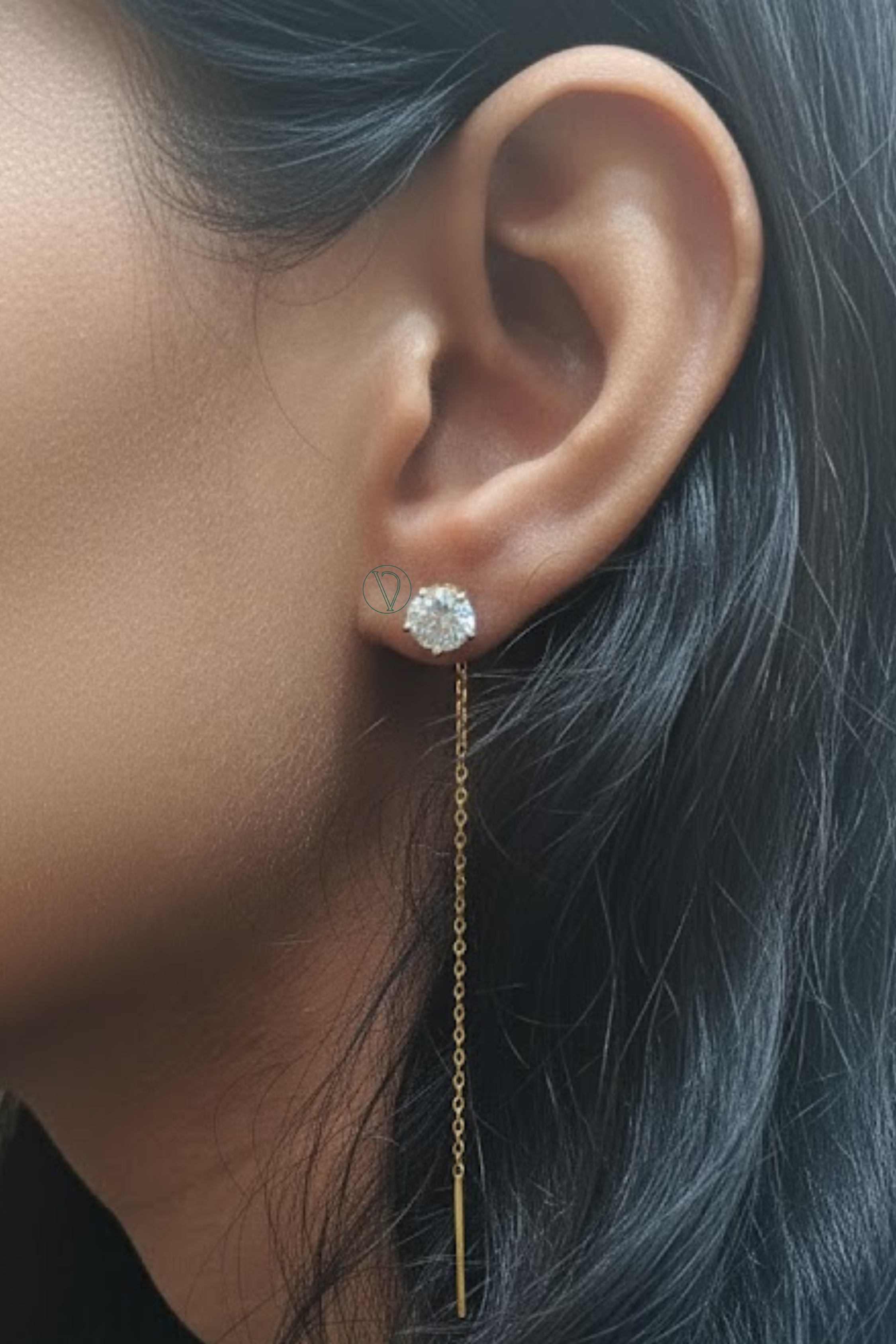 Solitaire Sui Dhaga Earrings