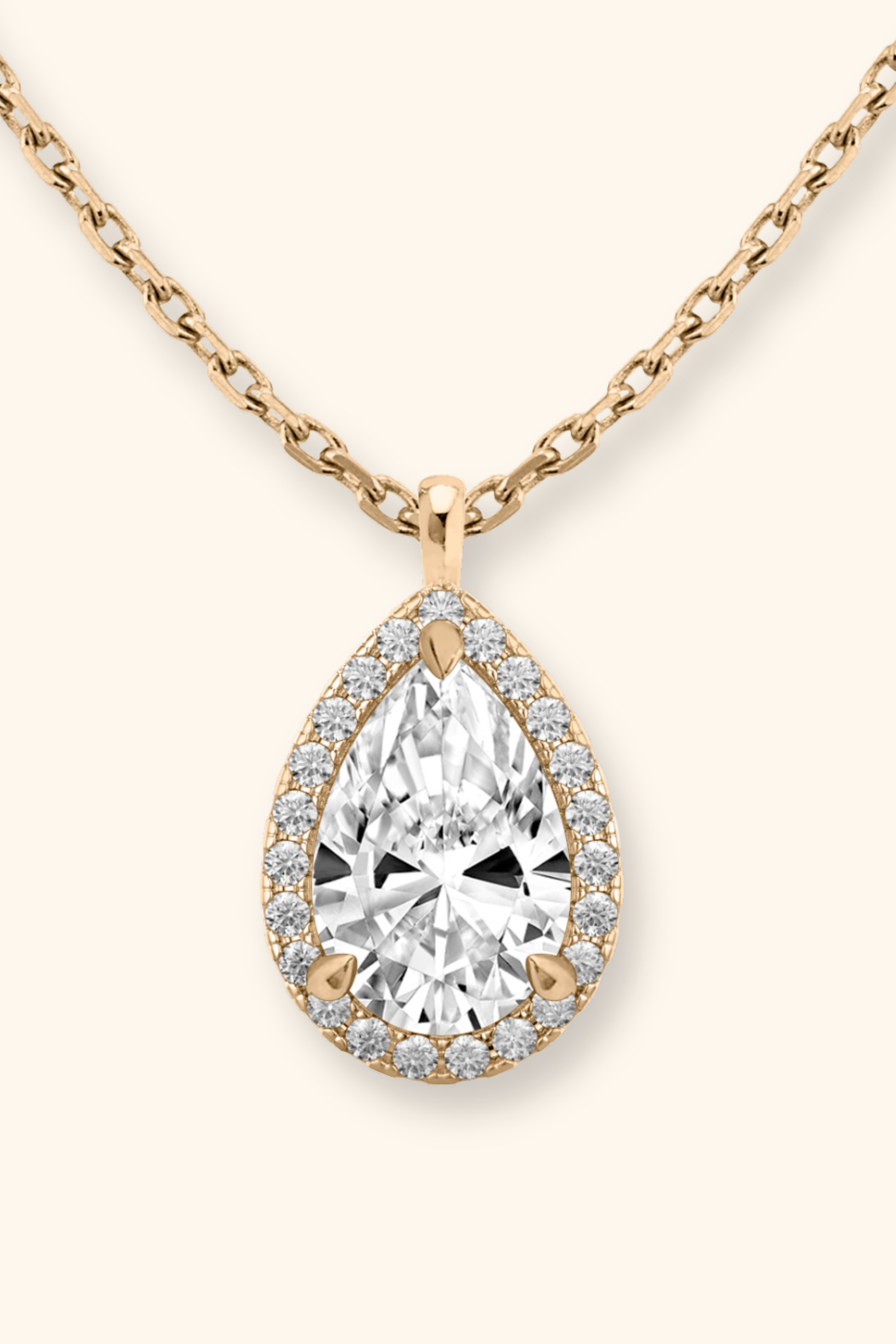 Coralina Halo Pear Solitaire Pendant