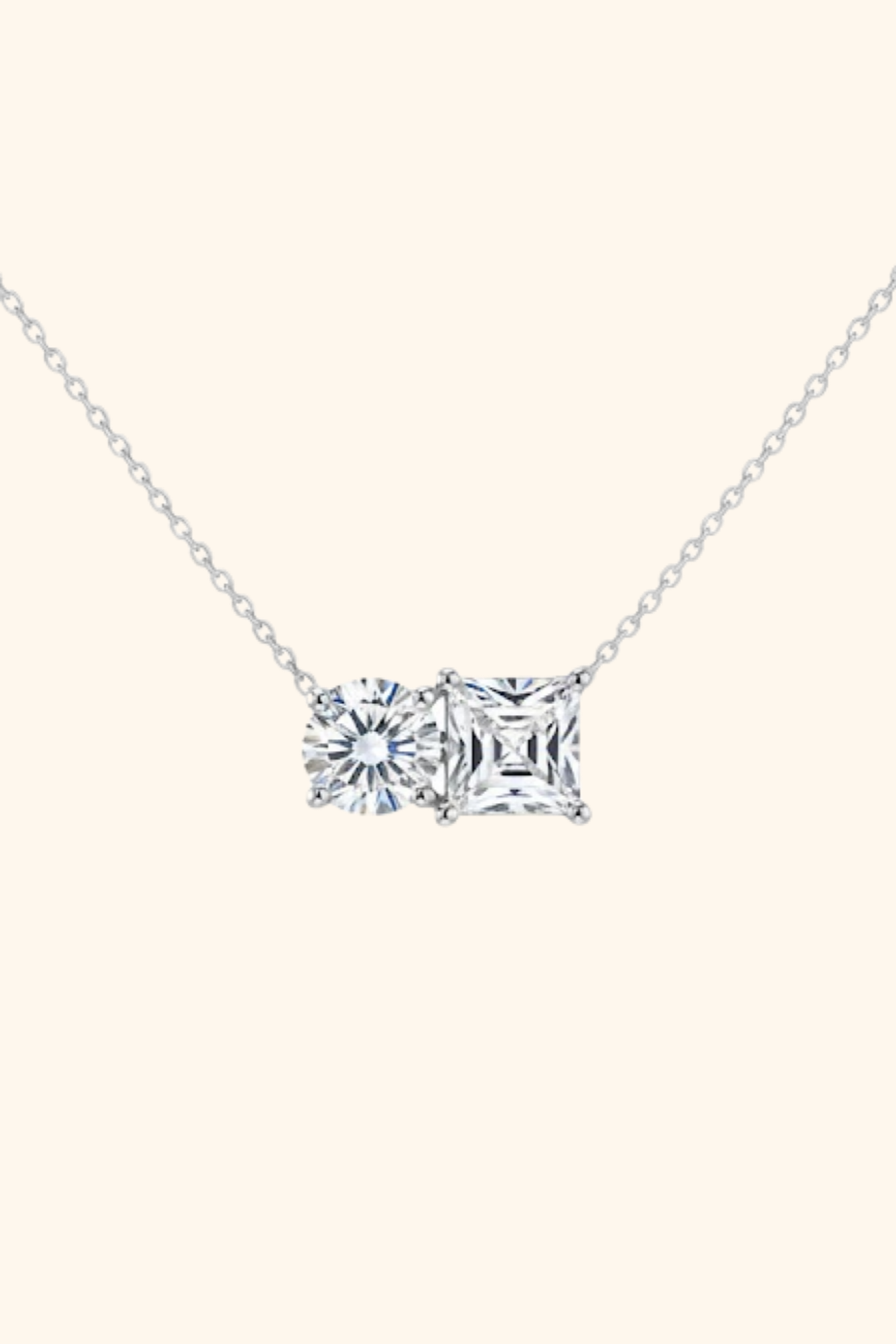 Toi Et Moi Round and Princess Solitaire Pendant