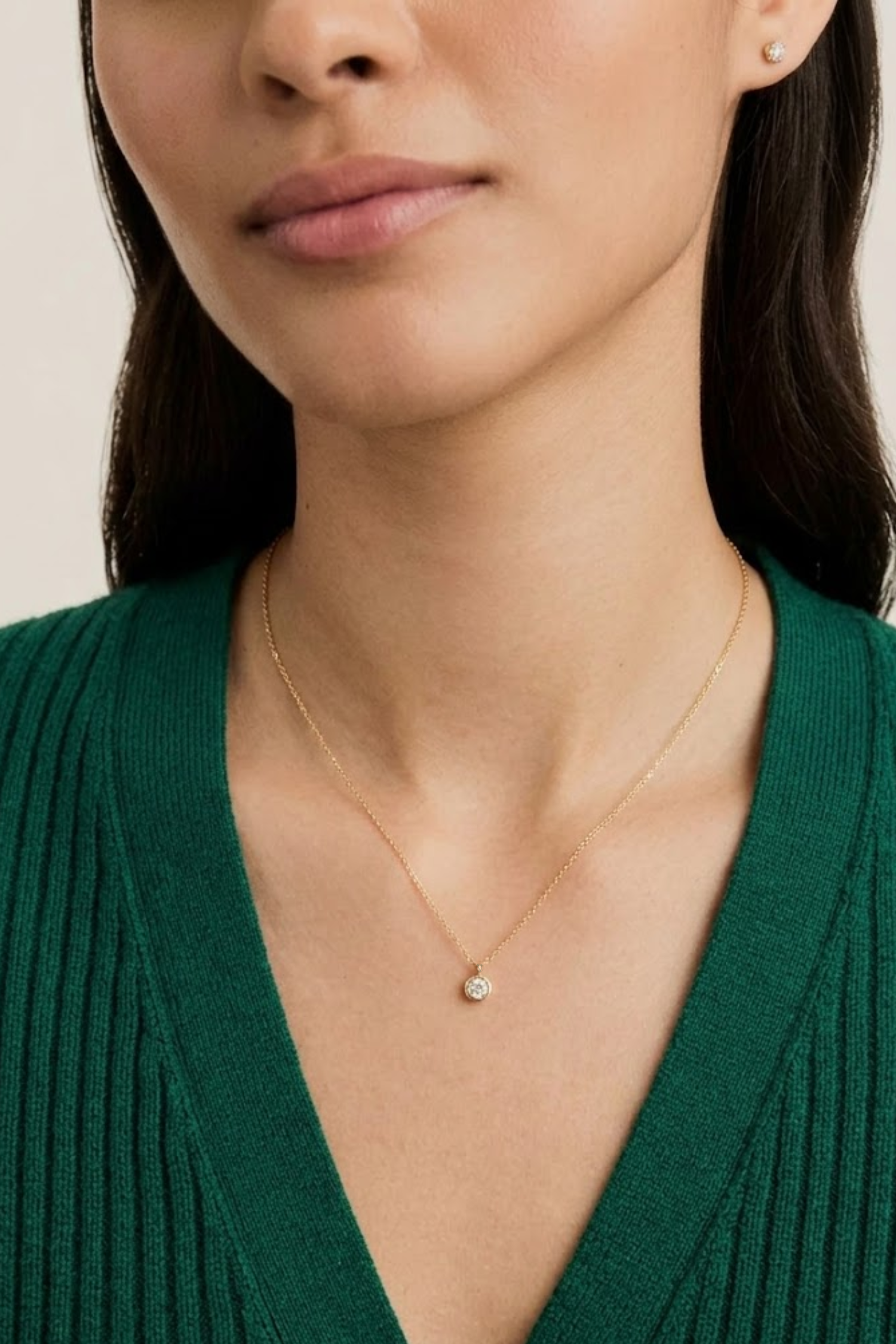 Bezel Set Round Solitaire Pendant