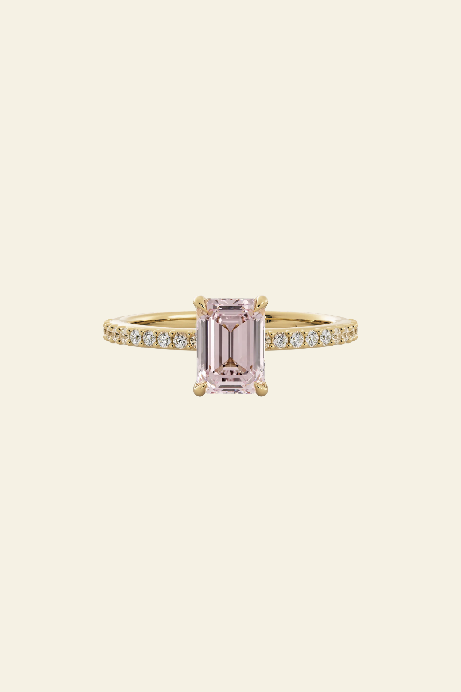 Elodie Pink Emerald Solitaire Pavè Ring