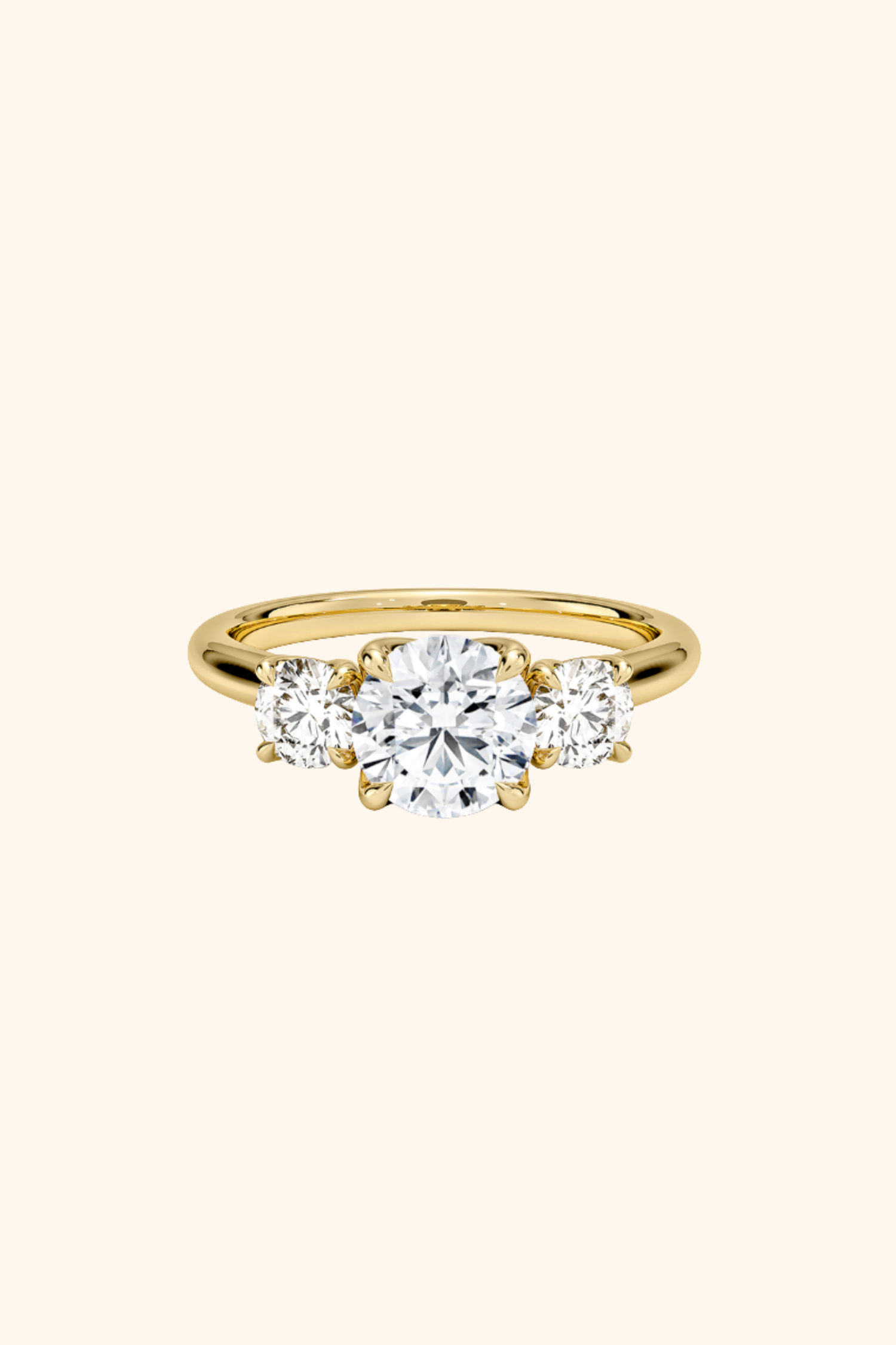 1Ct Isabella Trilogy Round Brilliant Solitaire Ring with 2 x 0.50Ct Side Stones in Ring Size 12