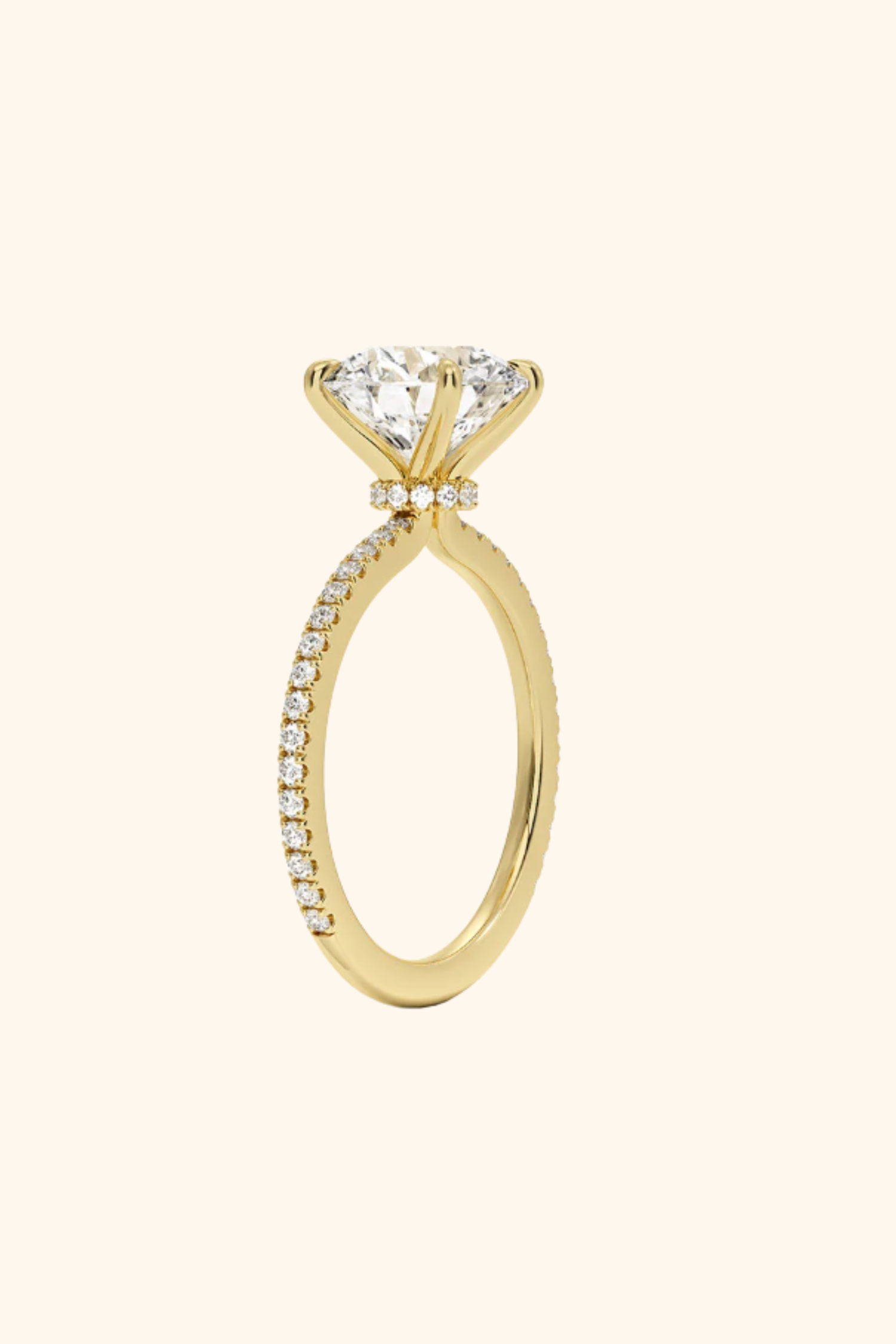 3.03Ct Nelly Hidden Halo Pavè Ring with a Round Brilliant Solitaire in Ring Size 8