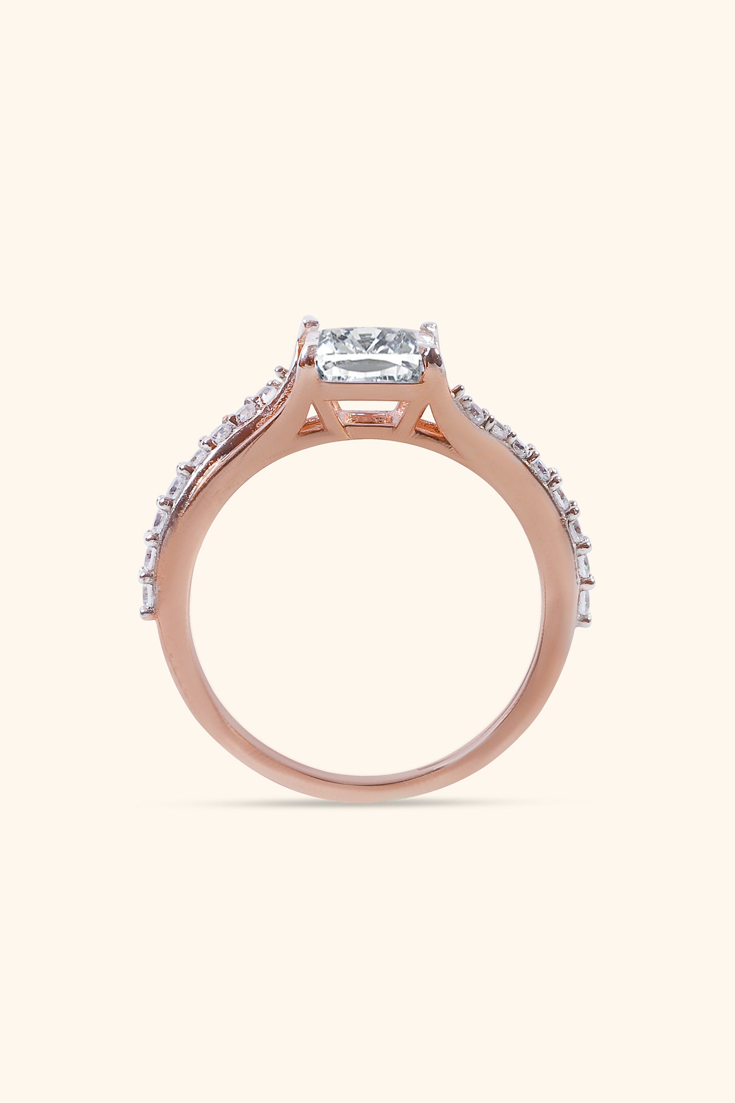 Victoria Emerald Solitaire Ring on an Alt-Pavé Ring