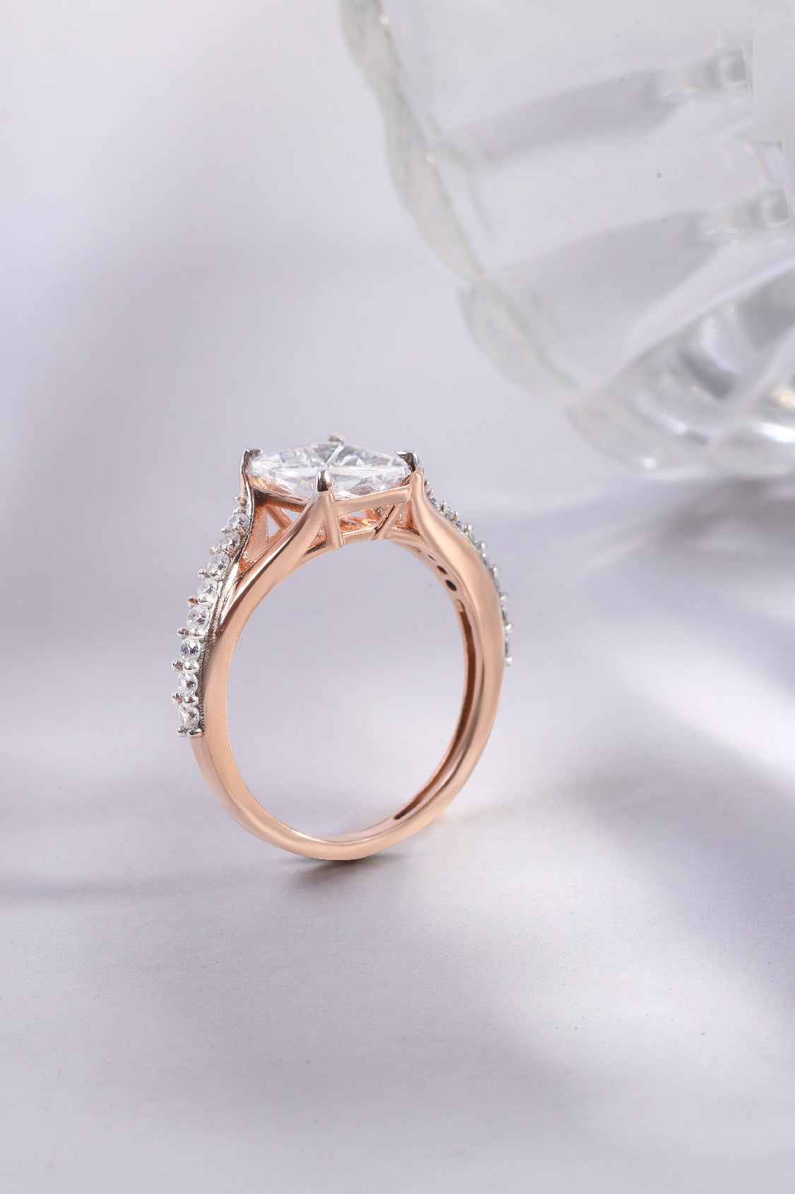 Victoria Emerald Solitaire Ring on an Alt-Pavé Ring