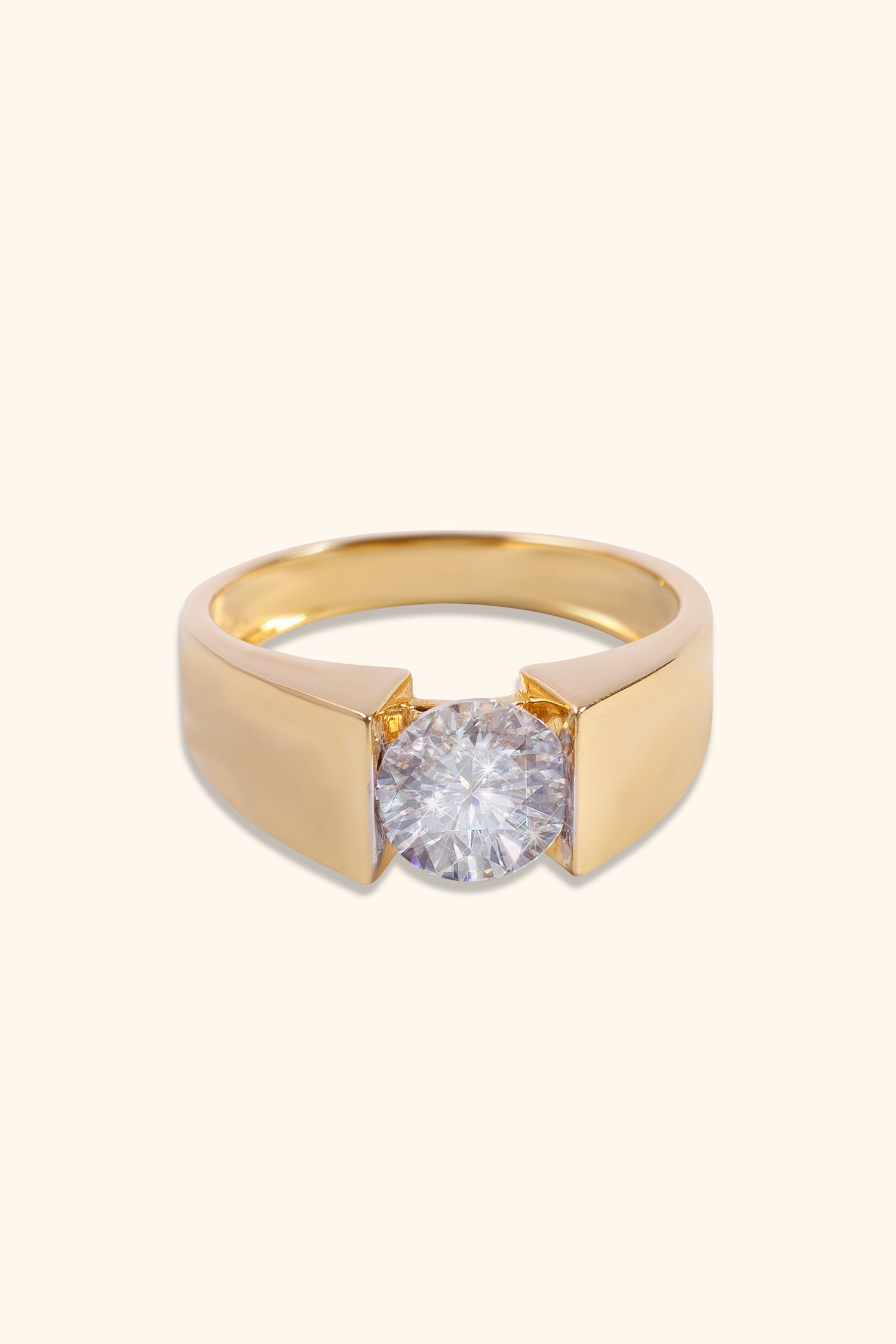 Emblem Men's Band with a Round Solitaire