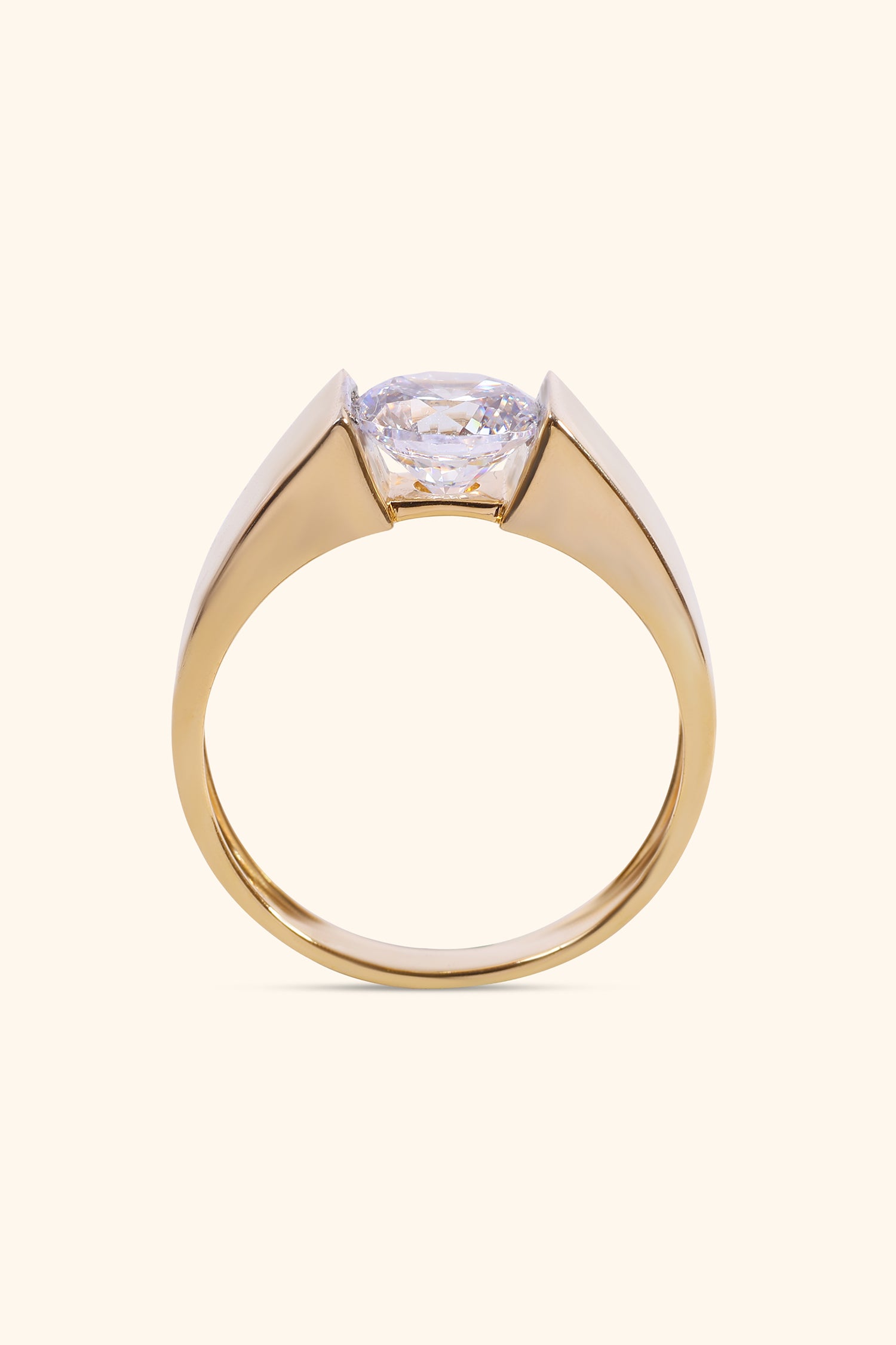 Emblem Men's Band with a Round Solitaire