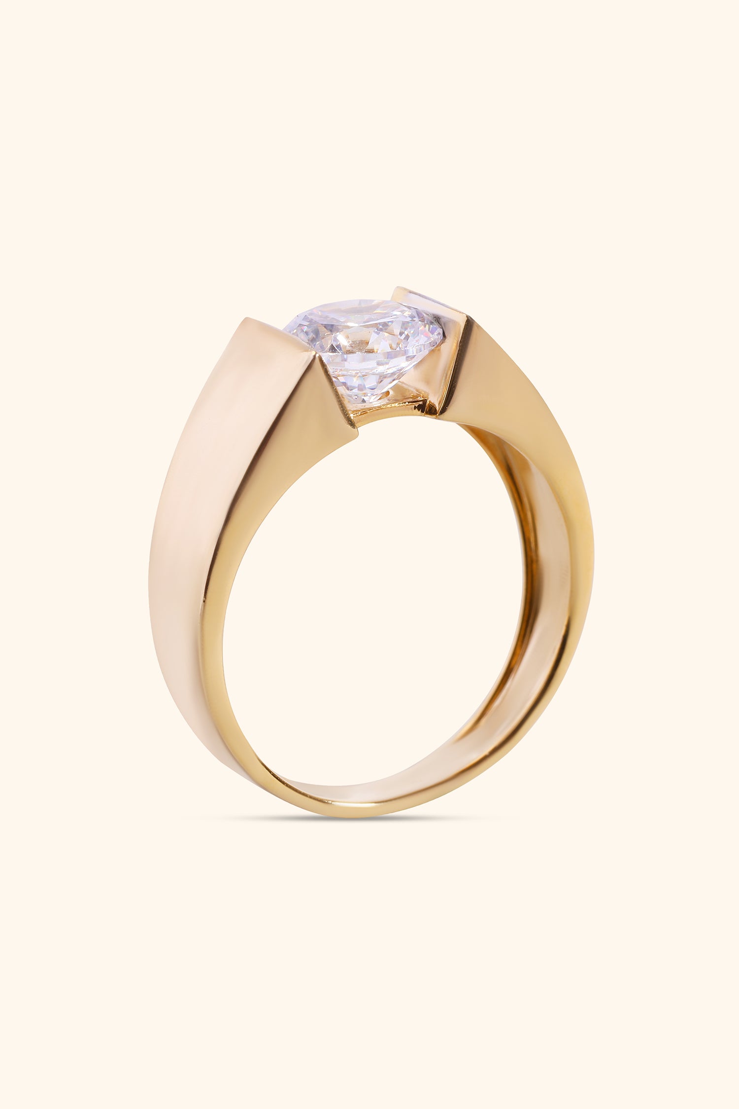 Emblem Men's Band with a Round Solitaire