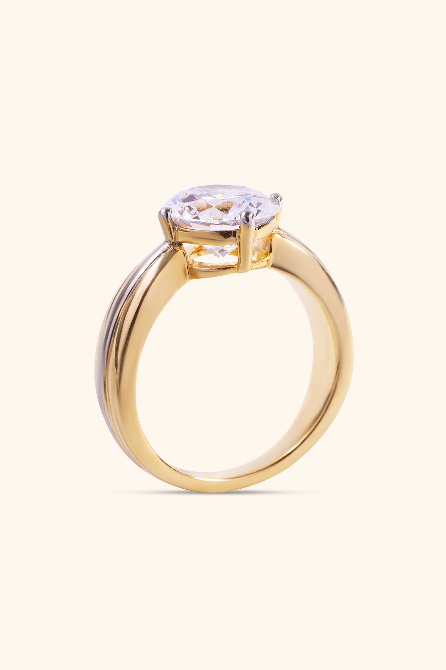 Esperanza Dual-tone Ring with a Round Best Solitaire