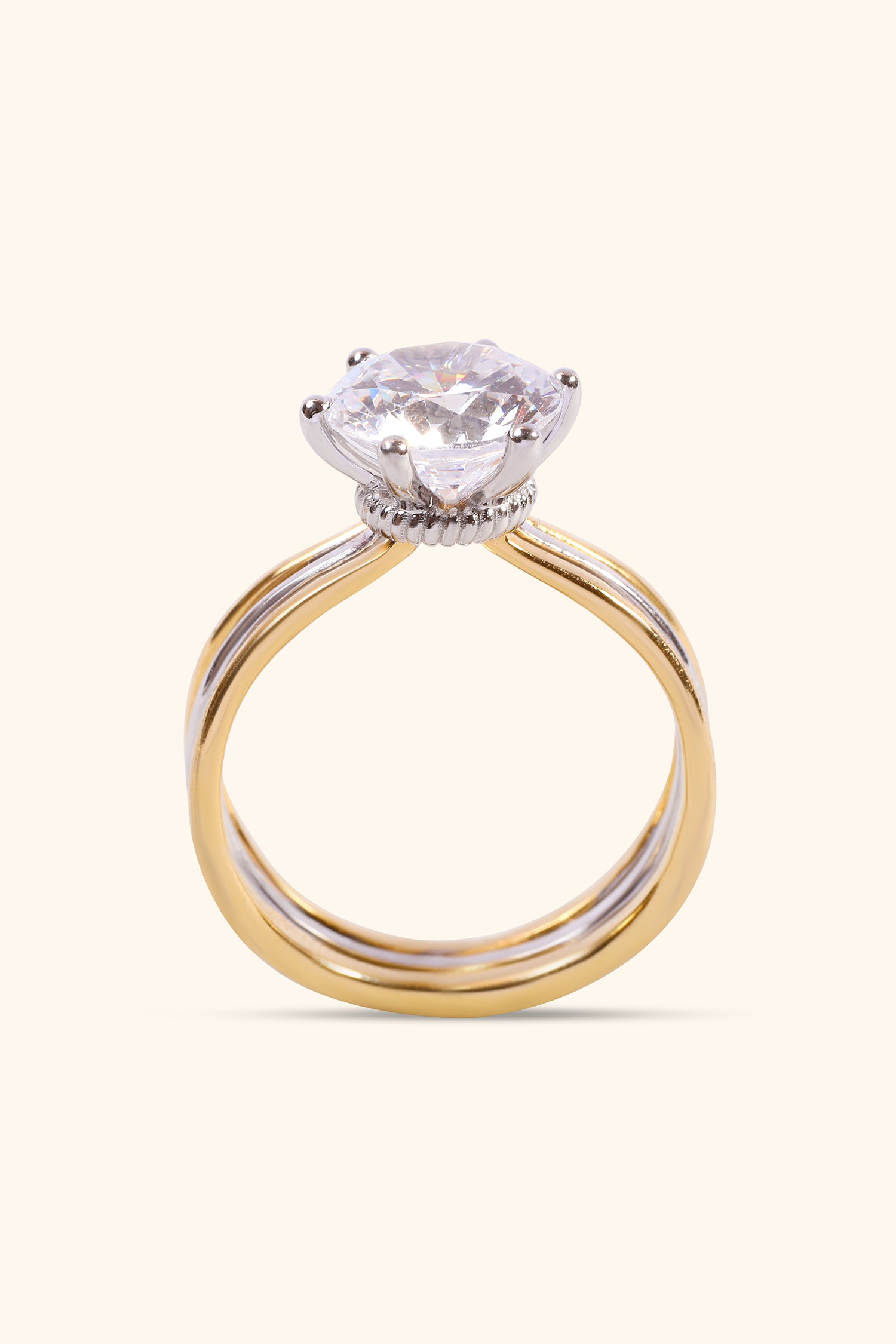 Windsor Triple Banded Ring with a Round Premium Solitaire