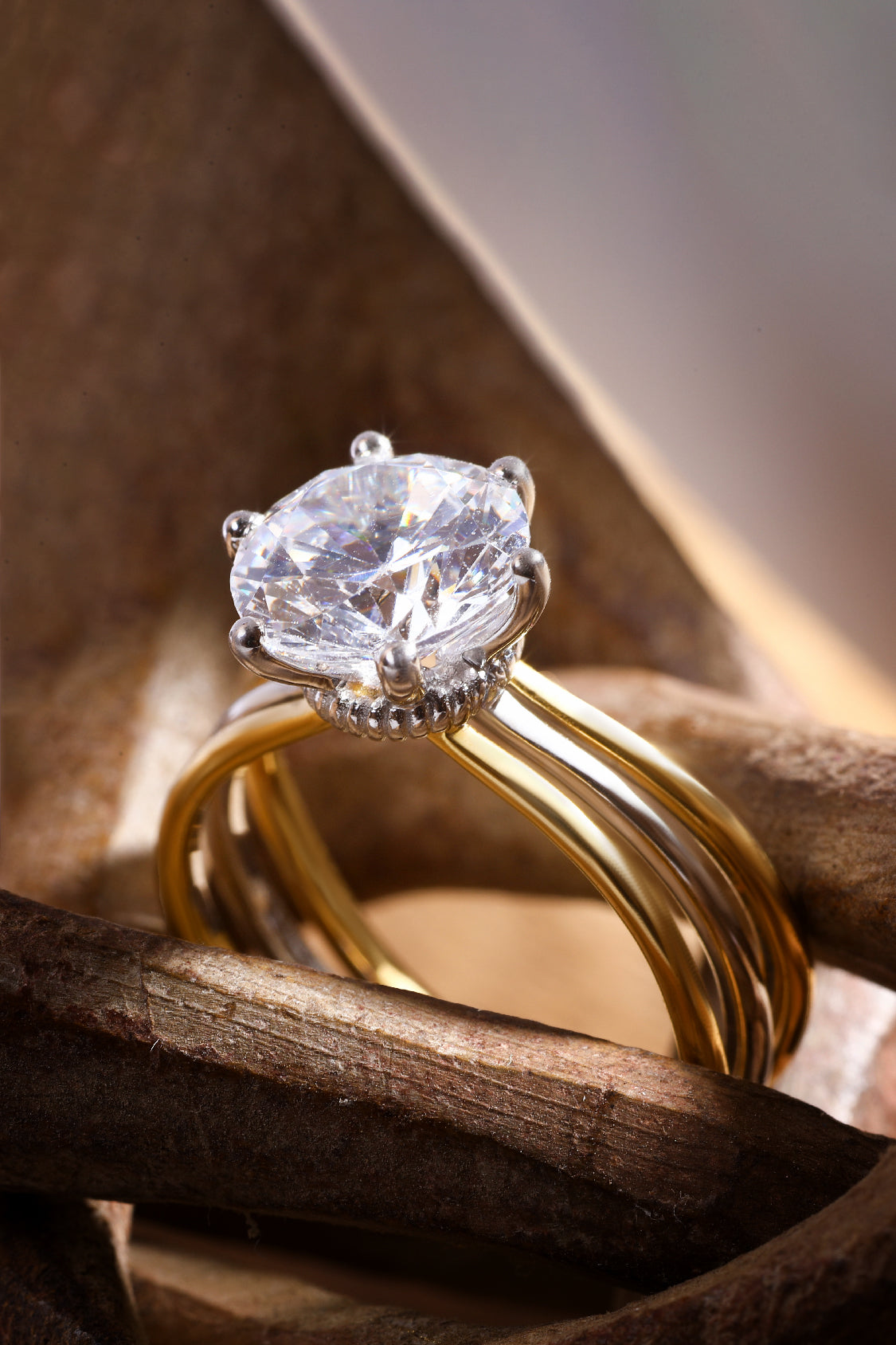 Windsor Triple Banded Ring with a Round Solitaire Value