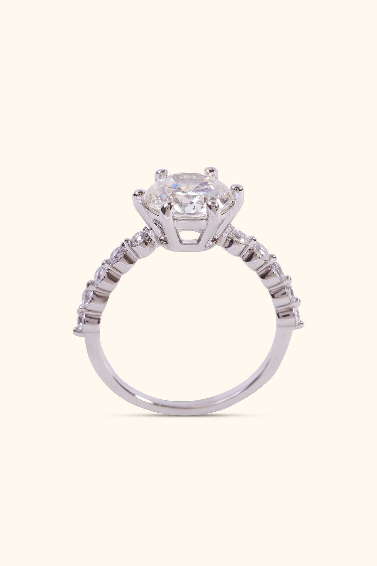 Paloma Studded Pave Ring with Round Solitaire
