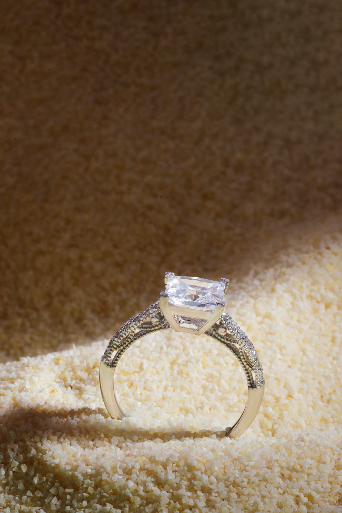 Luna Princess Solitaire Pave Ring