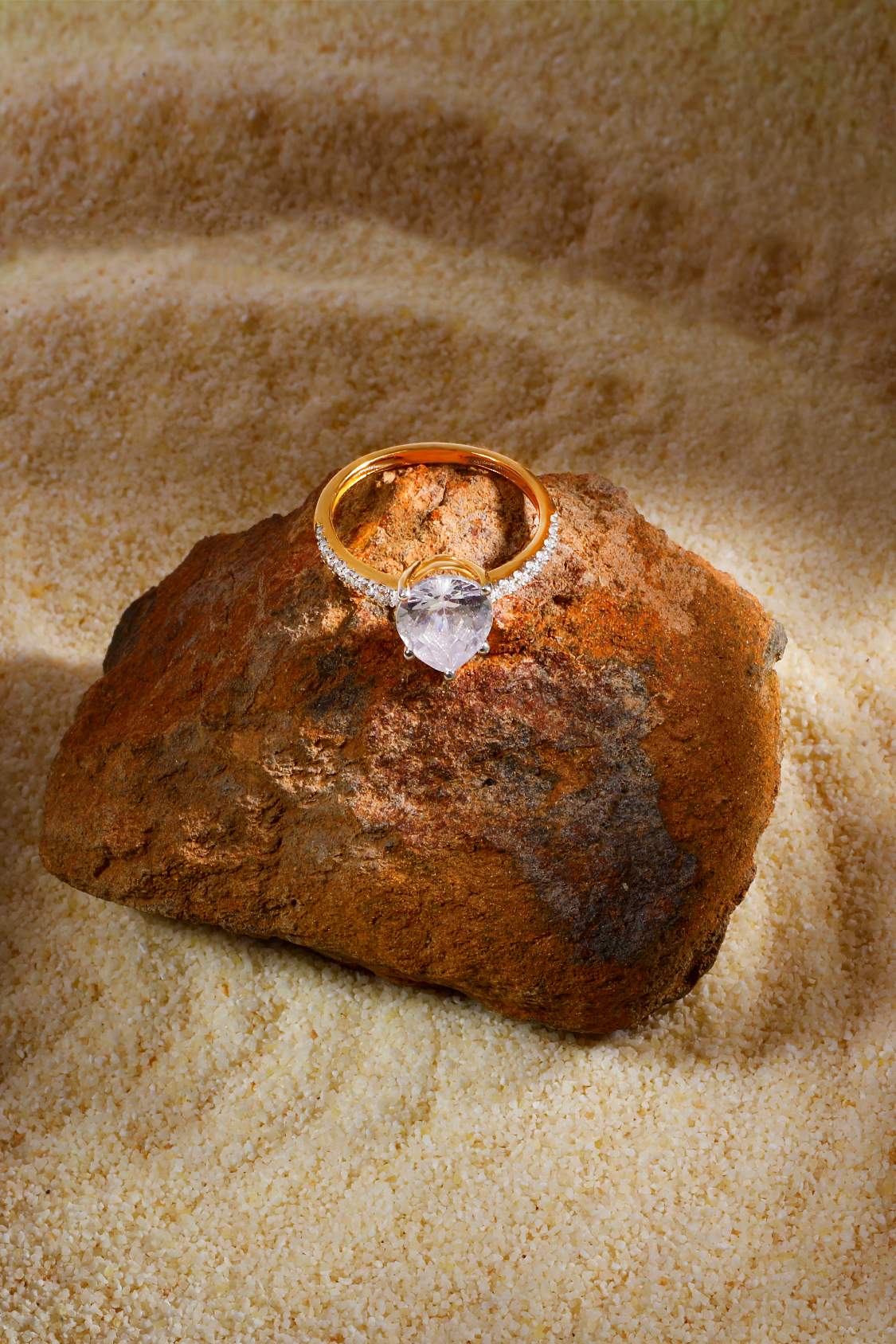 Sofia 5 prong Pear Solitaire Ring on a Pavé Ring