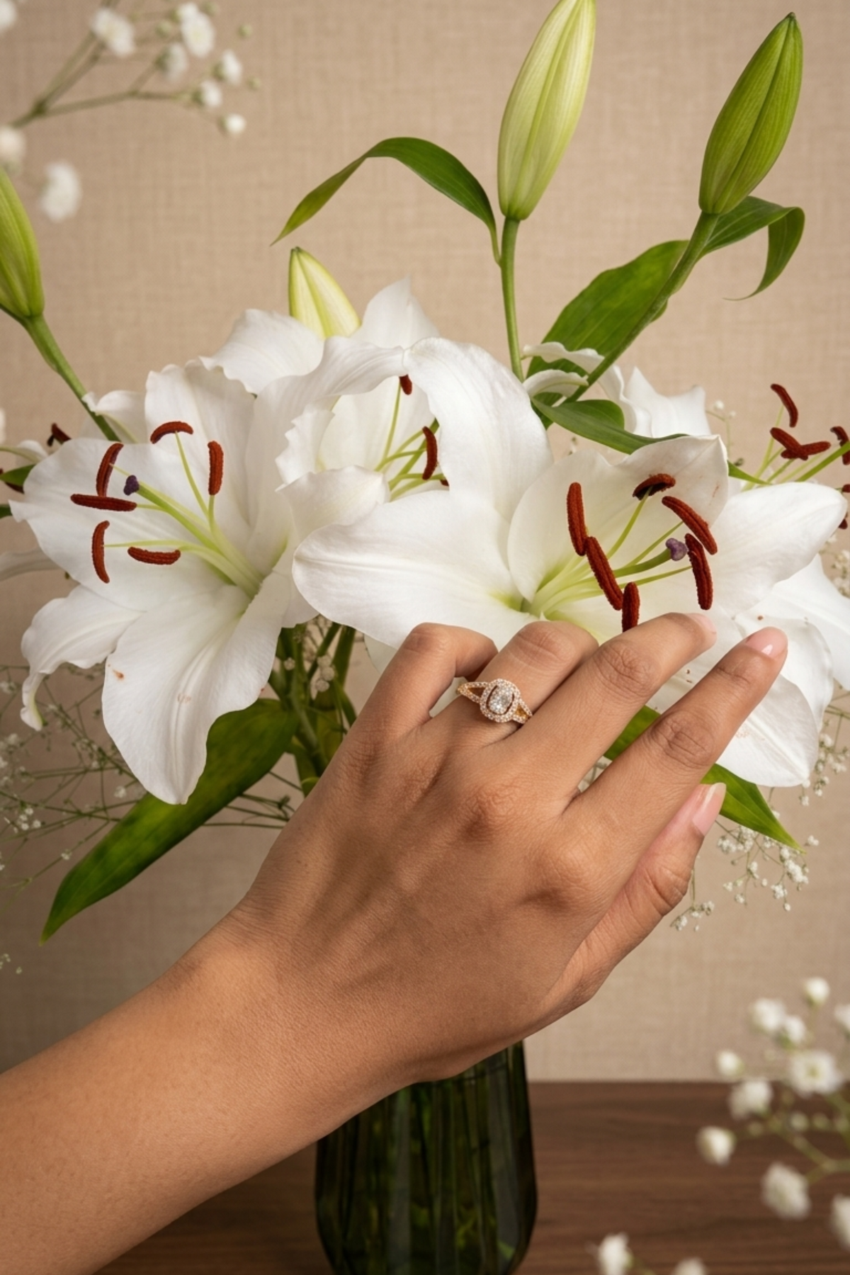 0.55Ct Aretha Halo Cushion Pavé Ring in Ring Size 9