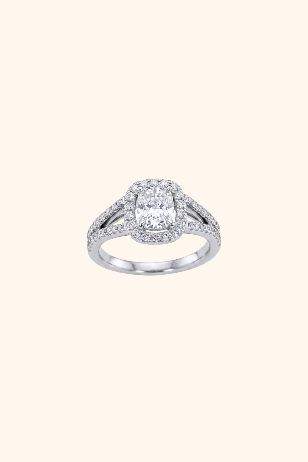 0.55Ct Aretha Halo Cushion Pavé Ring in Ring Size 9