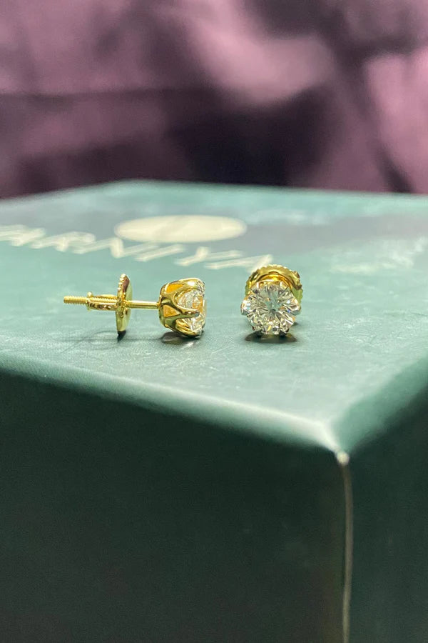 1.52Ct Six Prong Vintage Studs with Round Solitaire