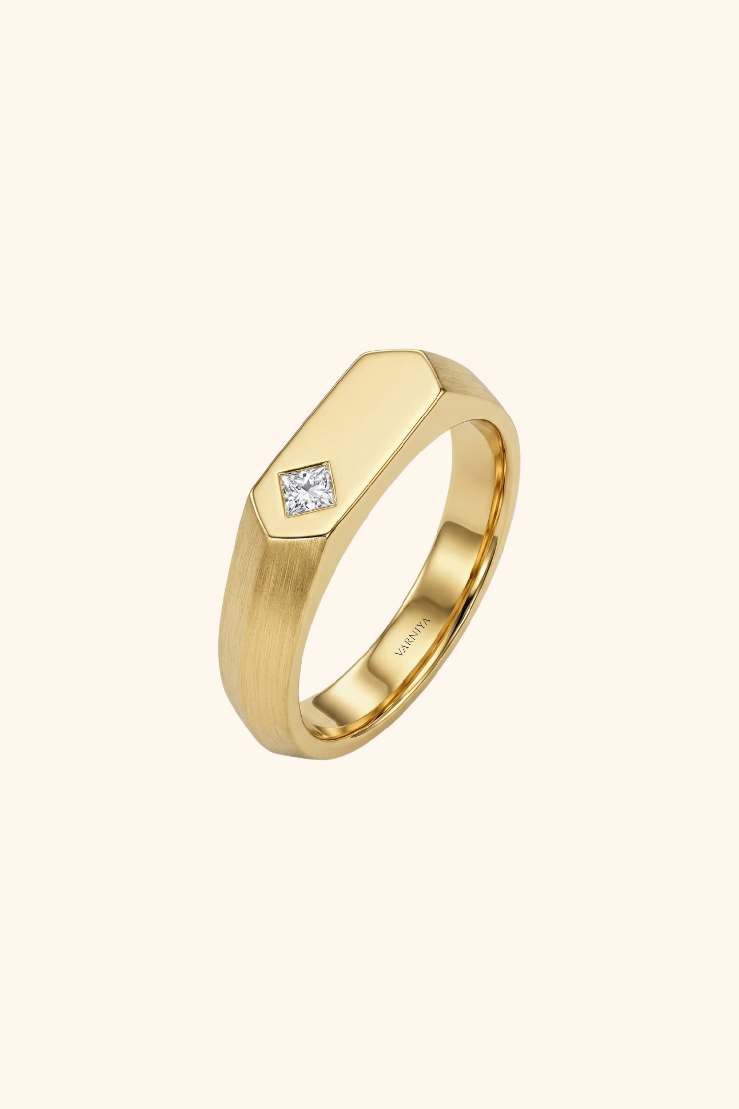 Solid Gold Band with Princess Cut