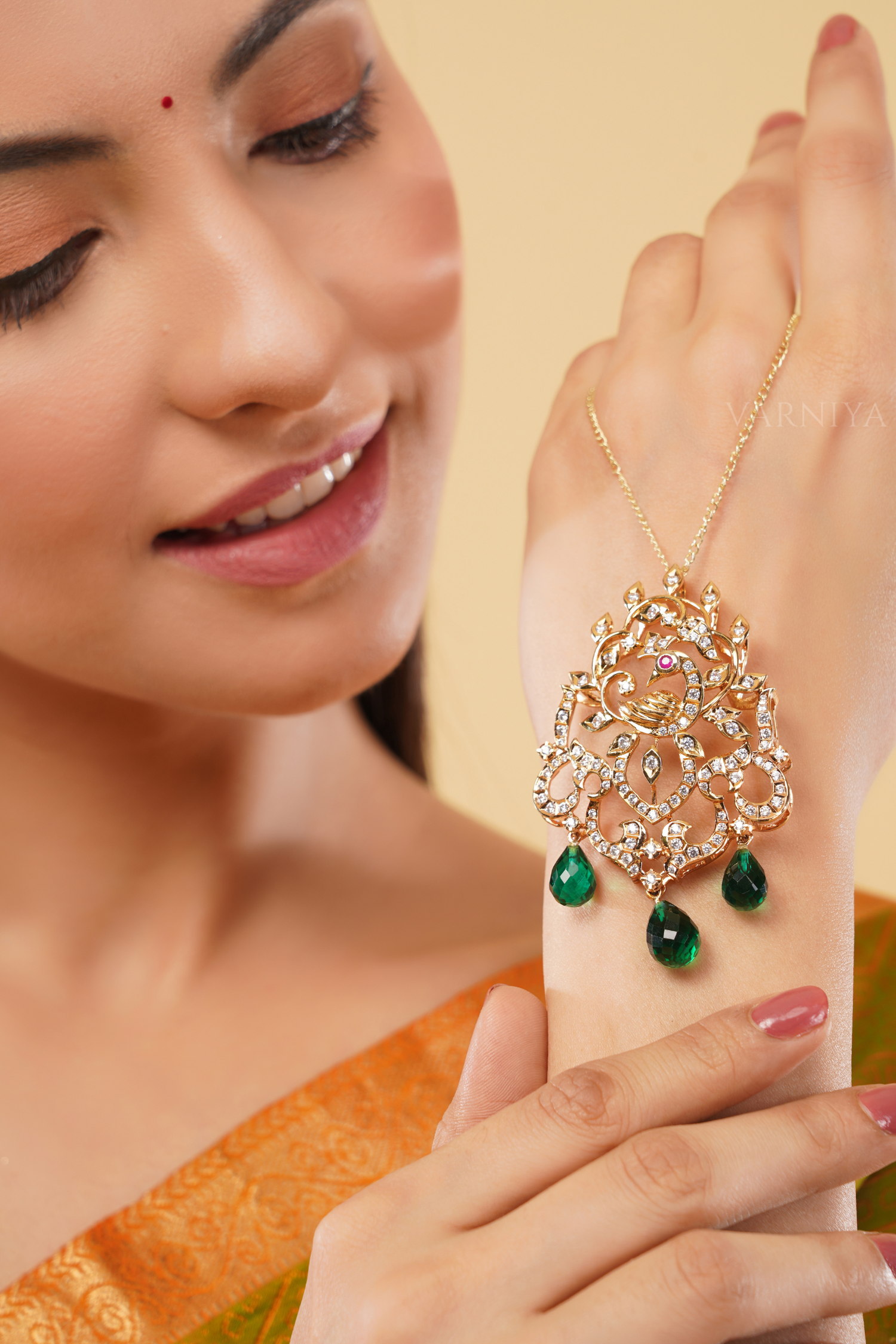 Traditional Aurelia Peacock Drop Pendant