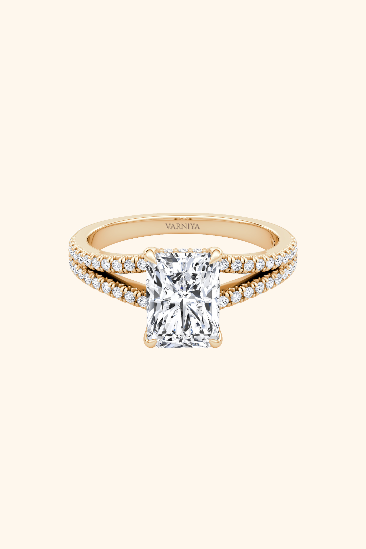 Dulce Halo Radiant Solitaire Pavé Ring