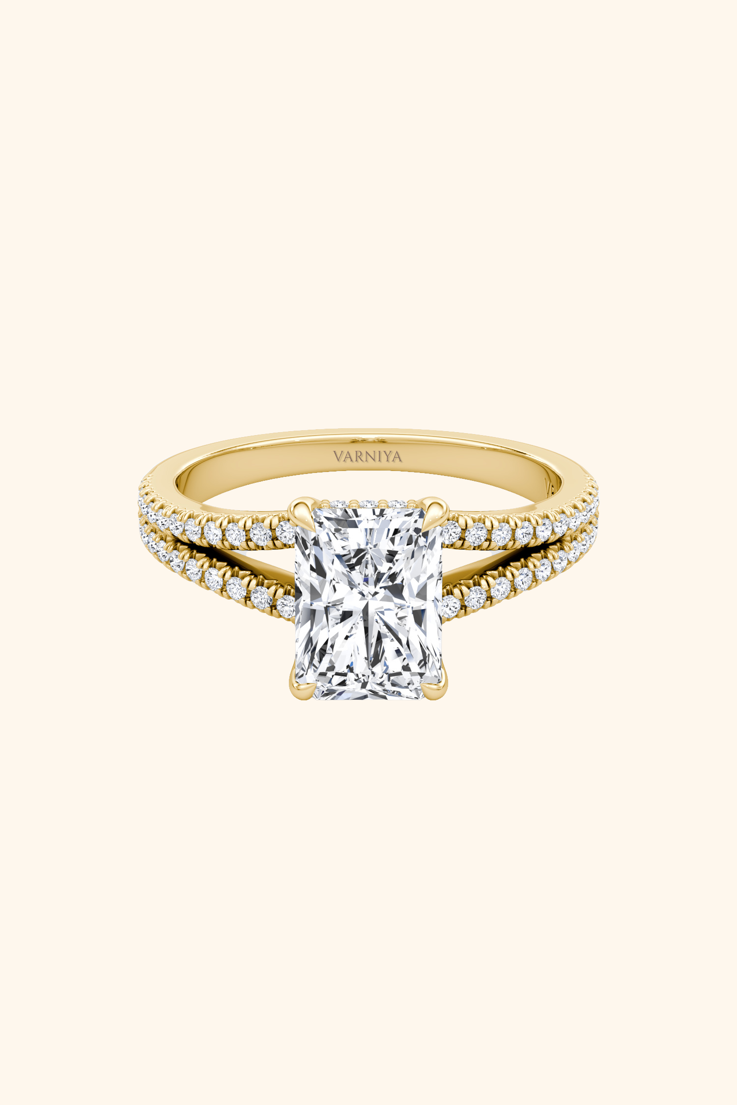 Dulce Halo Radiant Solitaire Pavé Ring