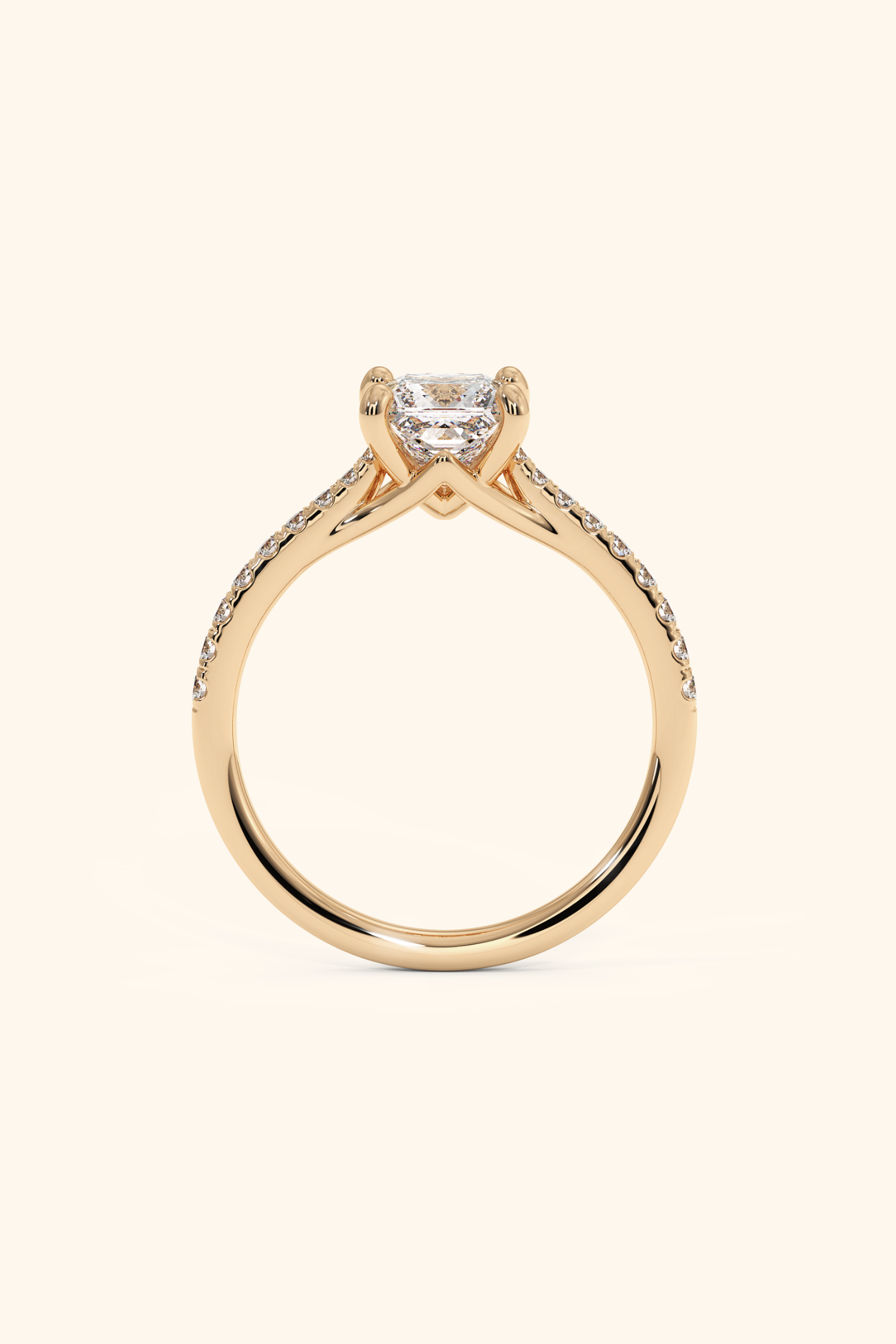 Valentina Pavé Ring with a Princess Solitaire