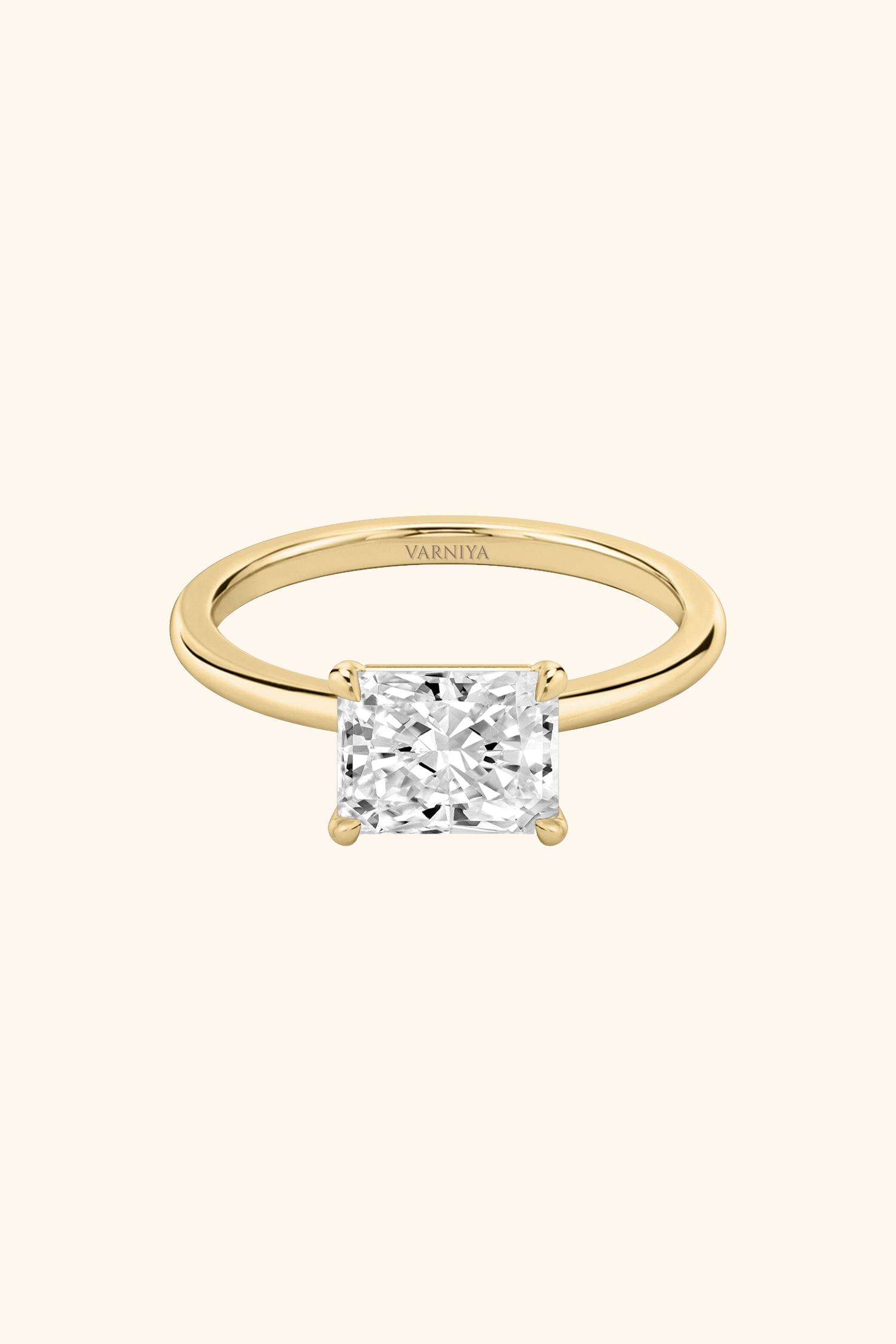 East West Radiant Solitaire Ring