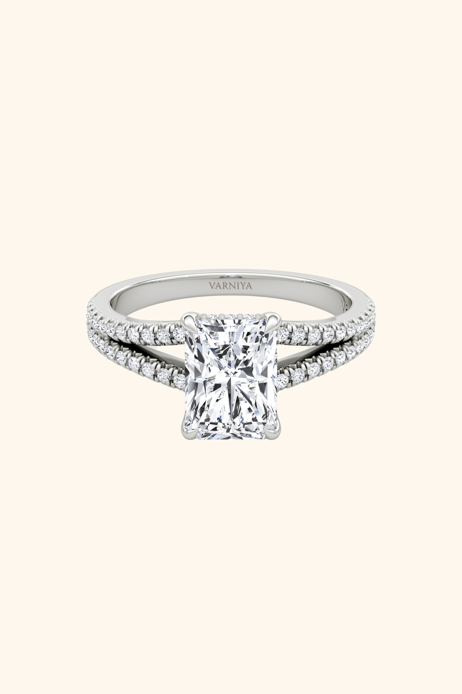 Dulce Halo Radiant Solitaire Pavé Ring