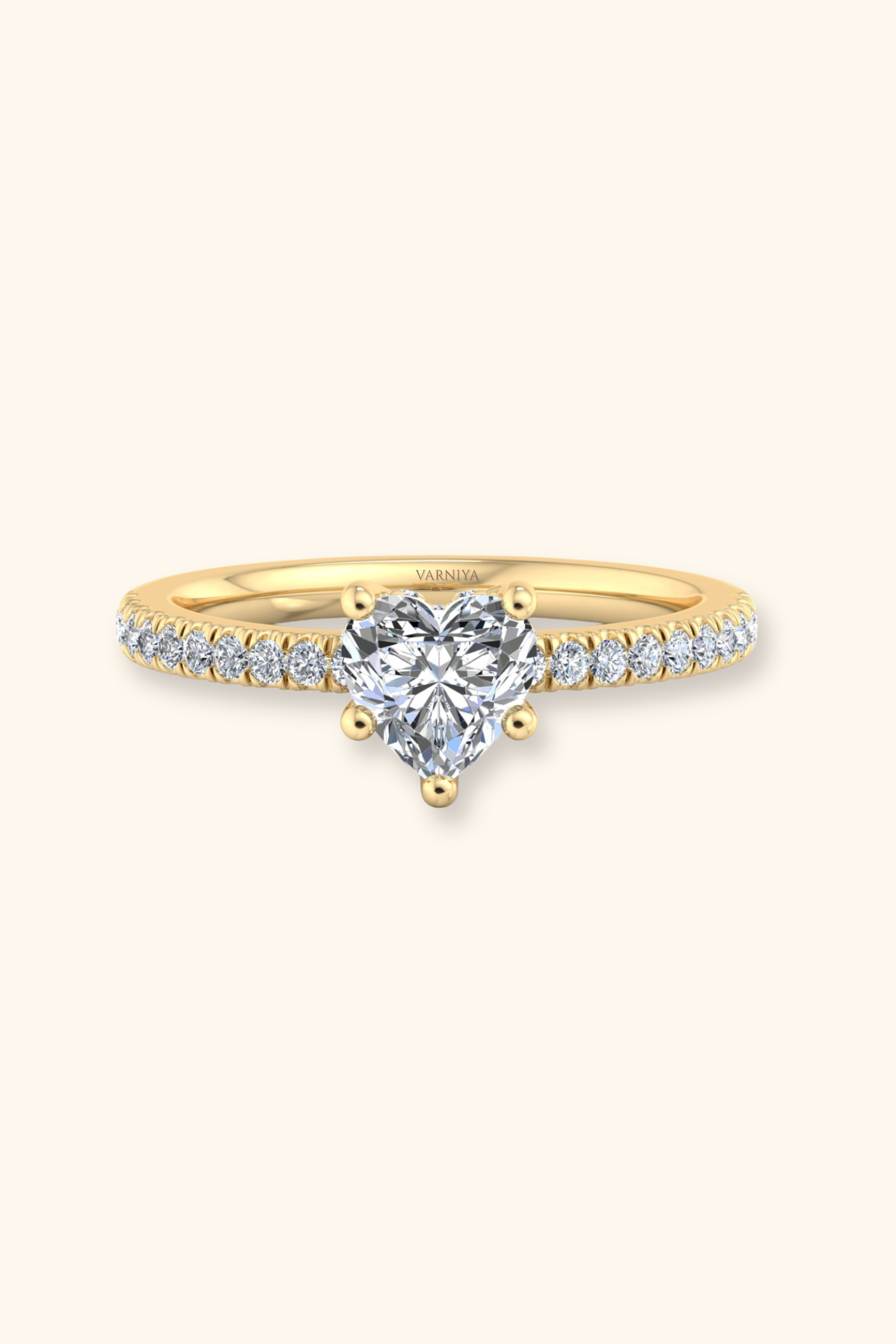 Corazón Heart Solitaire Pavé Ring
