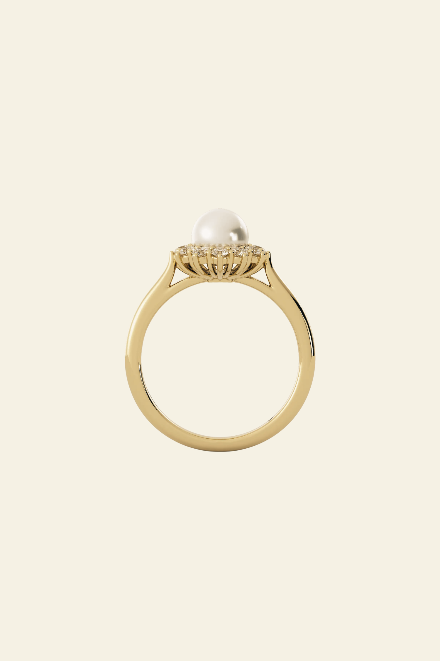 Diana Pearl Halo Solitaire Ring